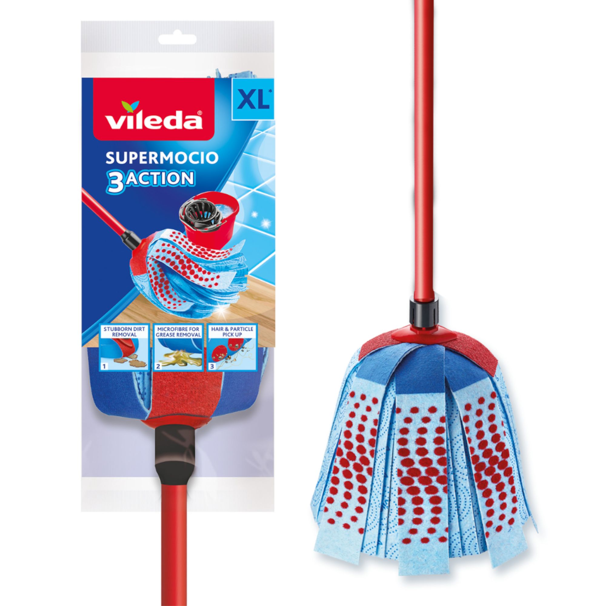 Vileda SuperMocio Polyester & polypropylene (PP) Hard floor 3 action mop