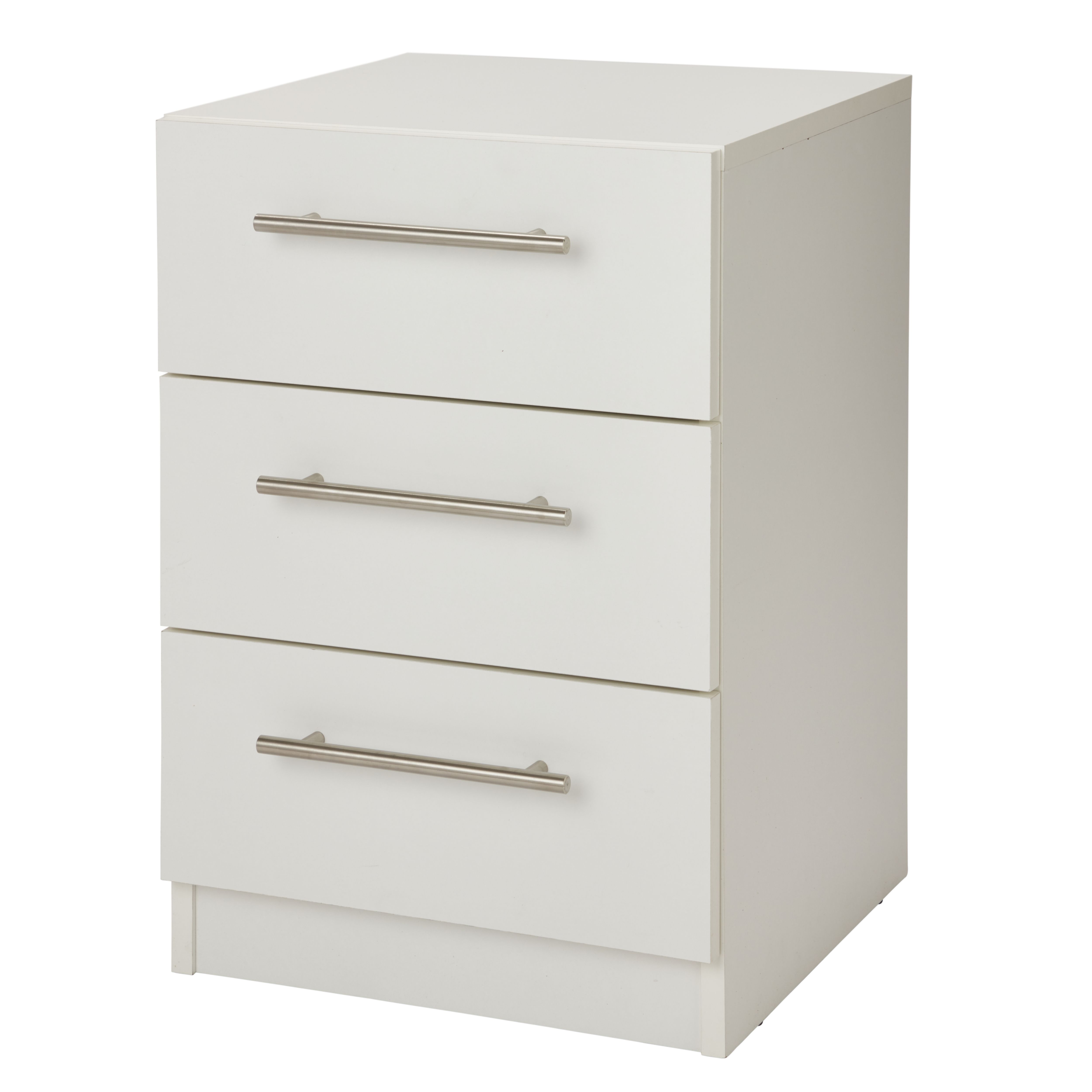 White bedside table with deals 3 drawers