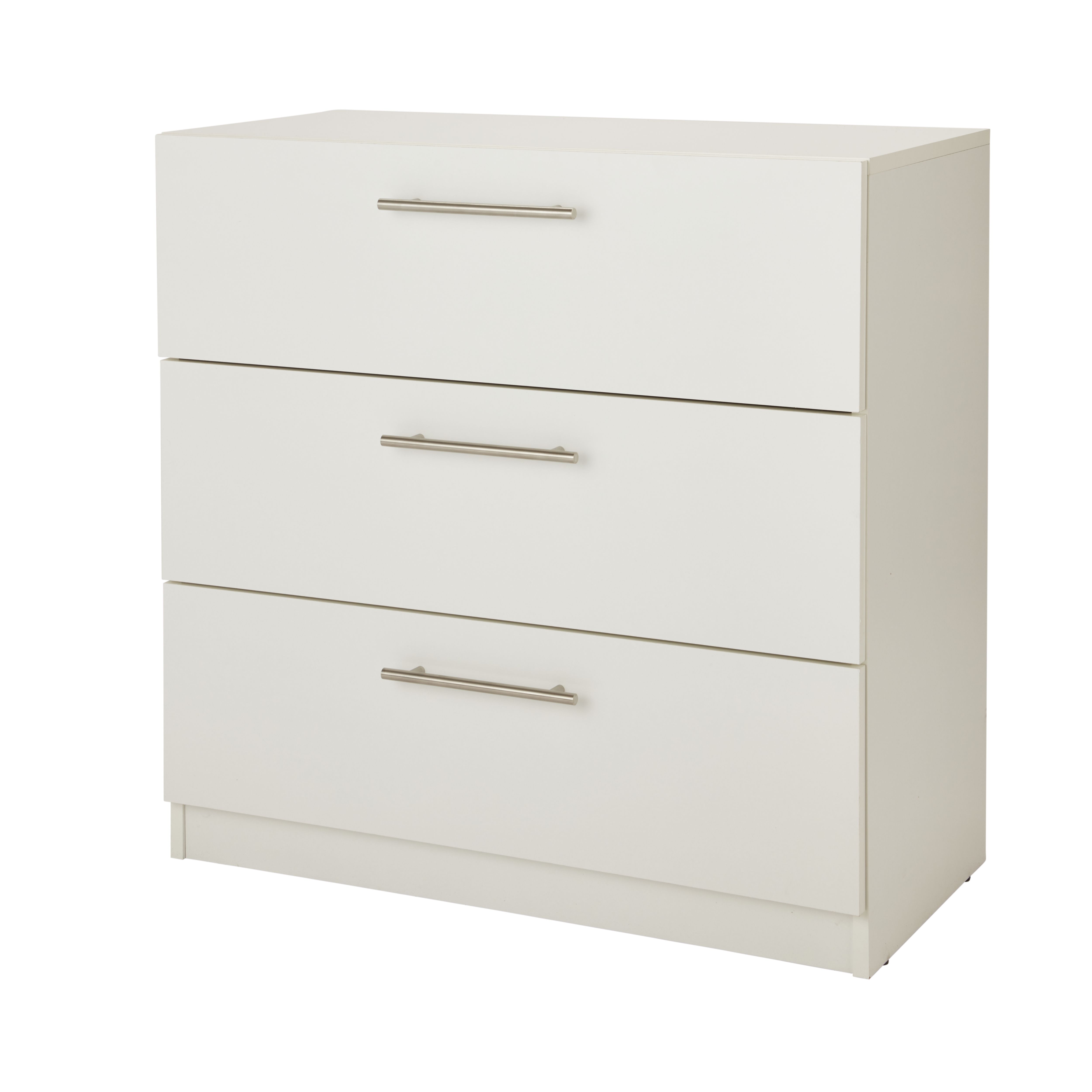 Vinova Matt white 3 Drawer classic Chest of drawers (H)795mm (W)800mm (D)401mm