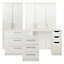 Vinova Matt white 3 Drawer Non extendable Bedside table (H)585mm (W)400mm (D)401mm