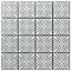 Vintage Grey & pink Matt Floral geometric Glass 2x2 Mosaic tile, (L)300mm (W)300mm