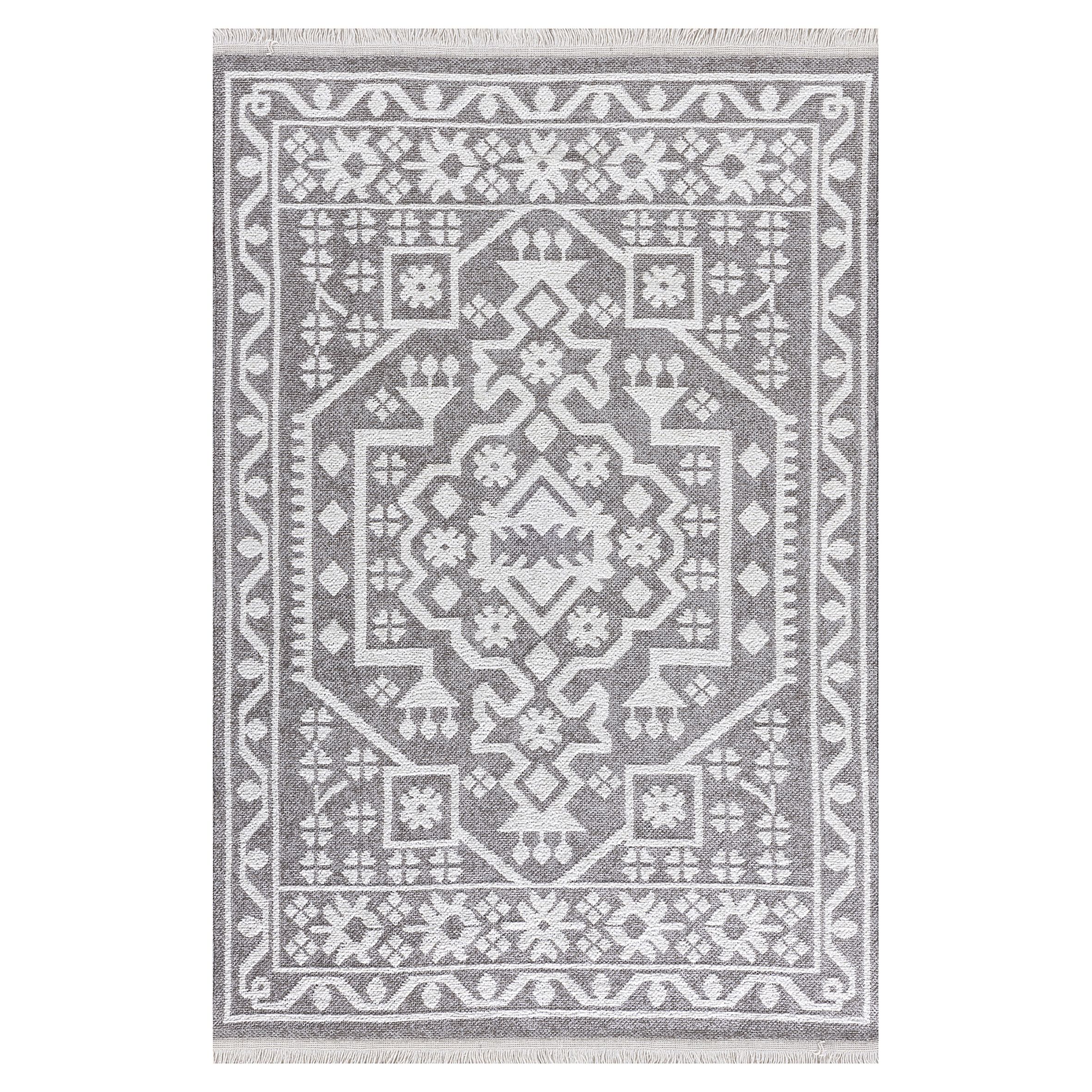 Vintage Medallion Grey Traditional Woven effect Medium Rug, (L)170cm x ...