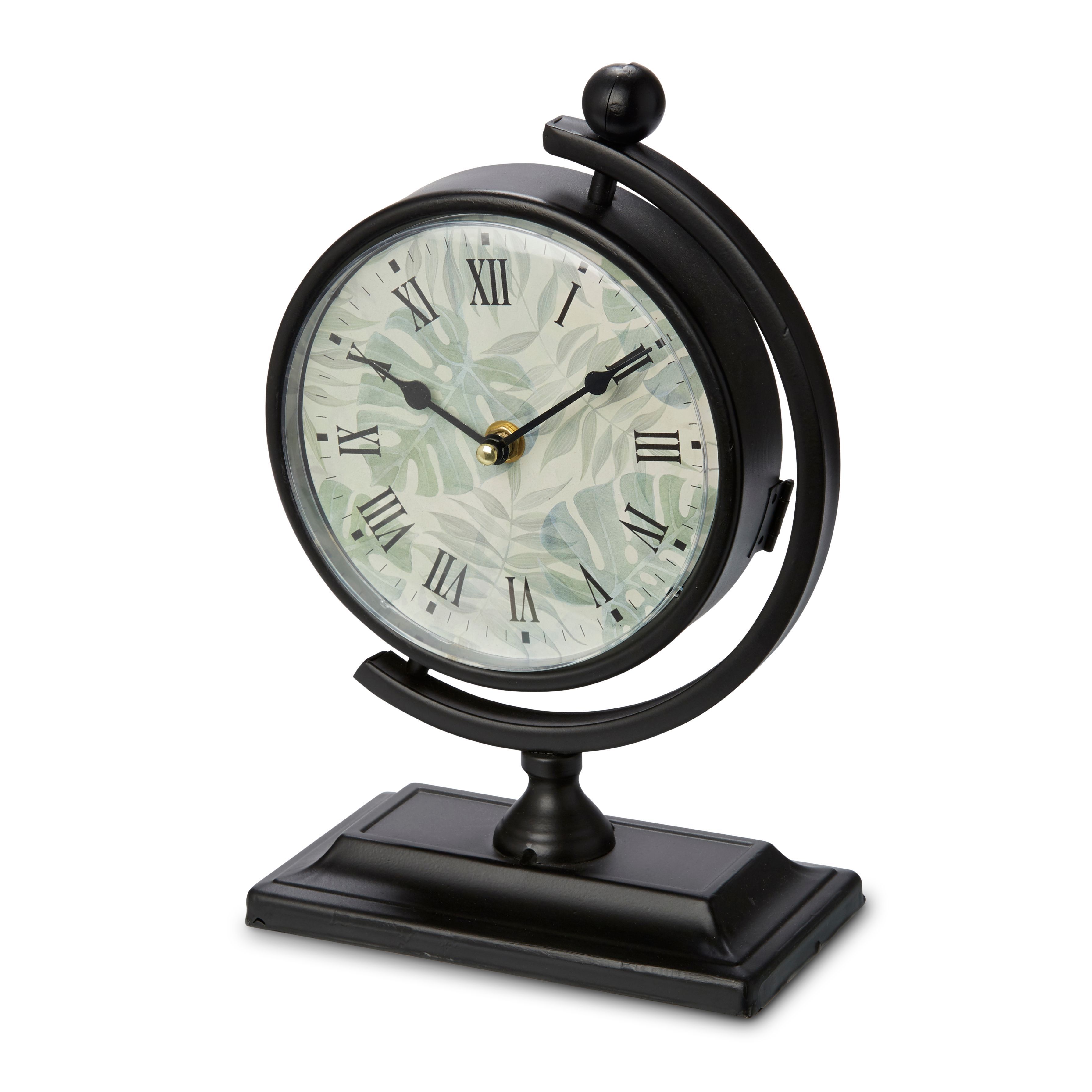 vintage palm print black quartz mantle clock diy at b q