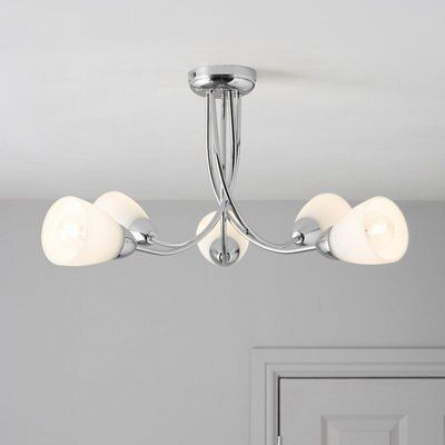 Virgo Glass & metal Chrome effect 5 Lamp Ceiling light