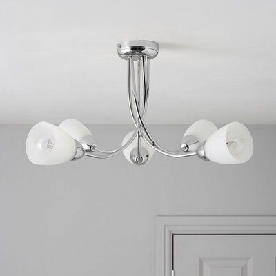 Virgo Glass & metal Chrome effect 5 Lamp Ceiling light