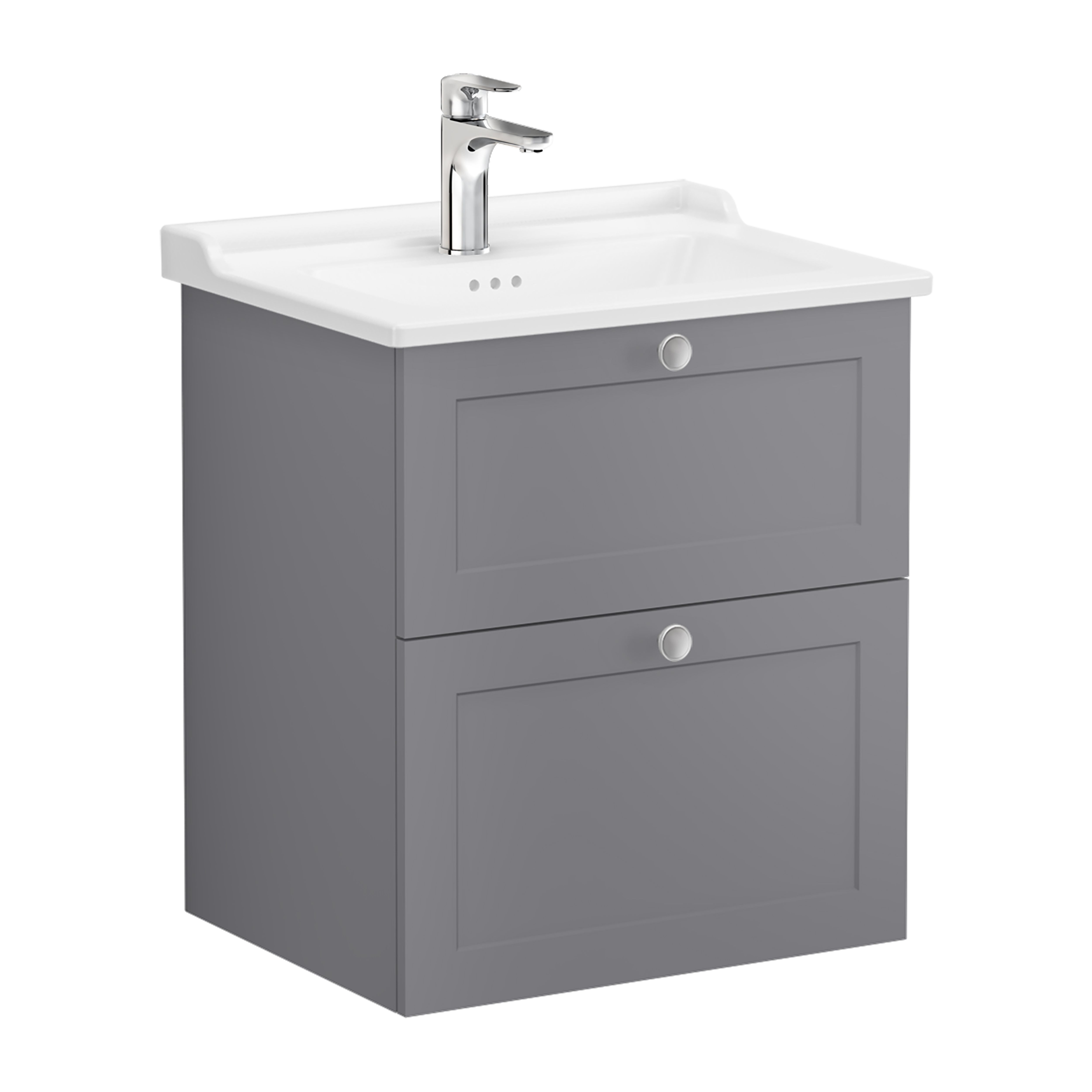 VitrA Harlow essence Matt Grey Classic Wall-mounted Vanity unit & basin set (W)605mm (H)670mm