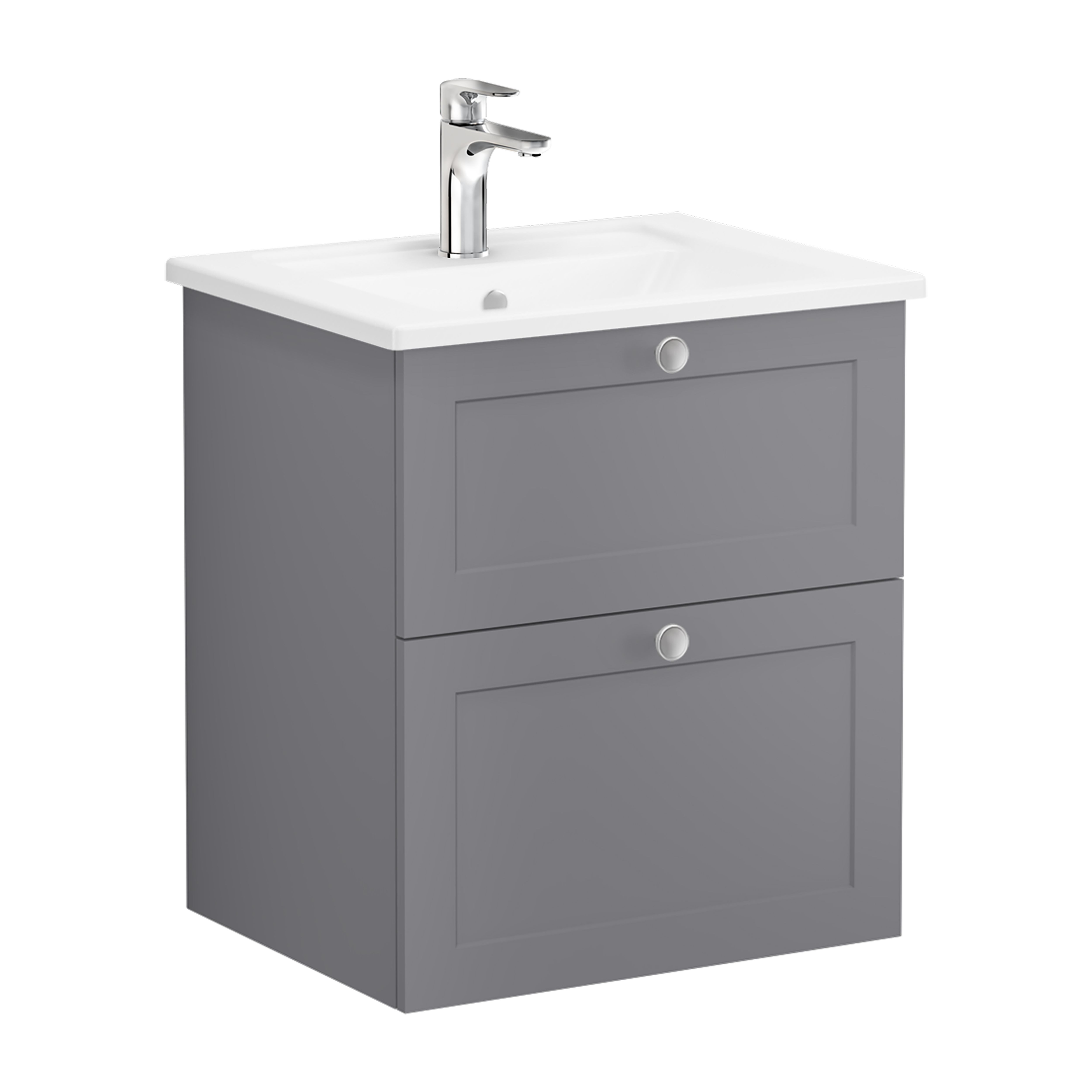 VitrA Harlow essence Matt Grey Wall-mounted Vanity unit & basin set (W)605mm (H)670mm