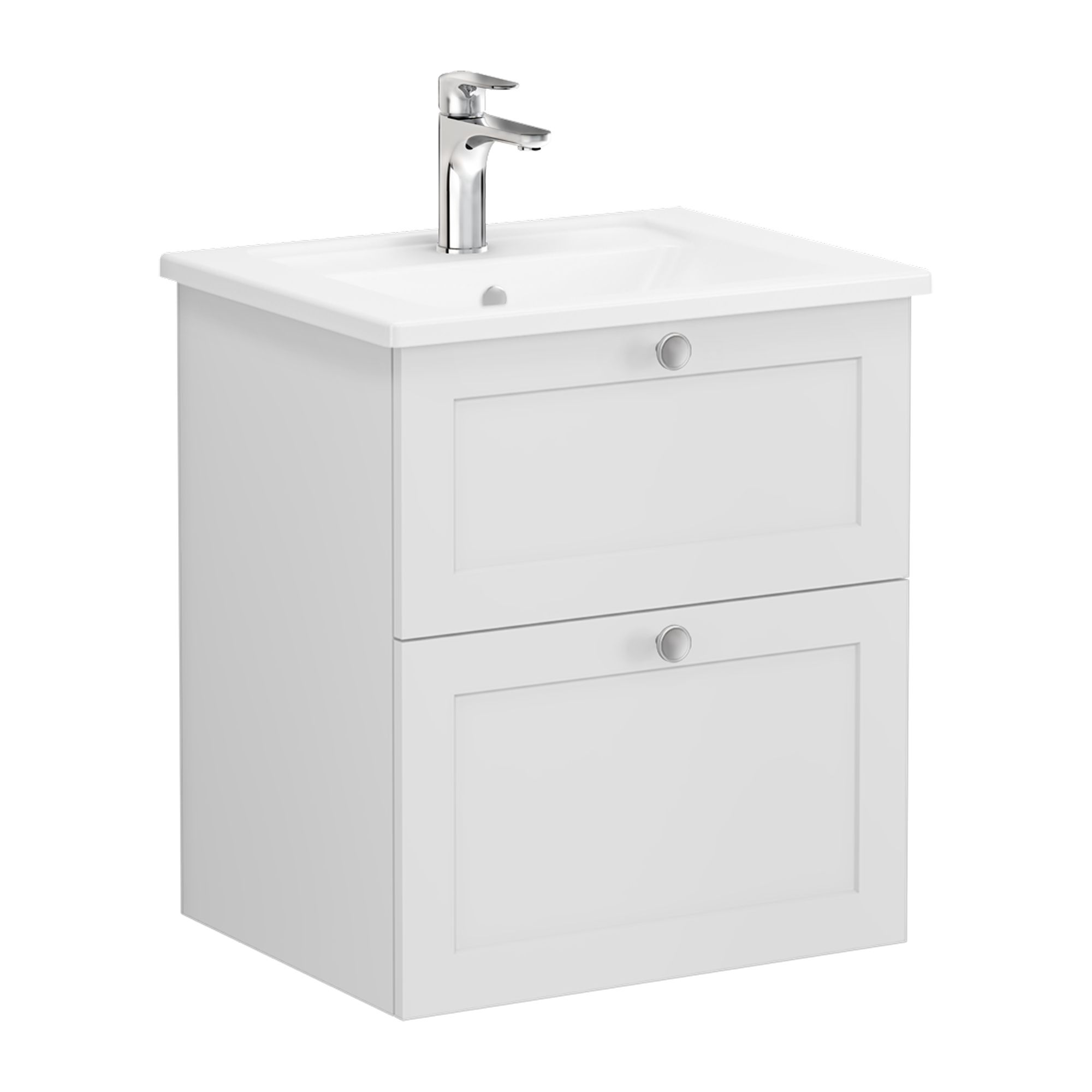 VitrA Harlow essence Matt Light Grey Wall-mounted Vanity unit & basin set (W)605mm (H)670mm