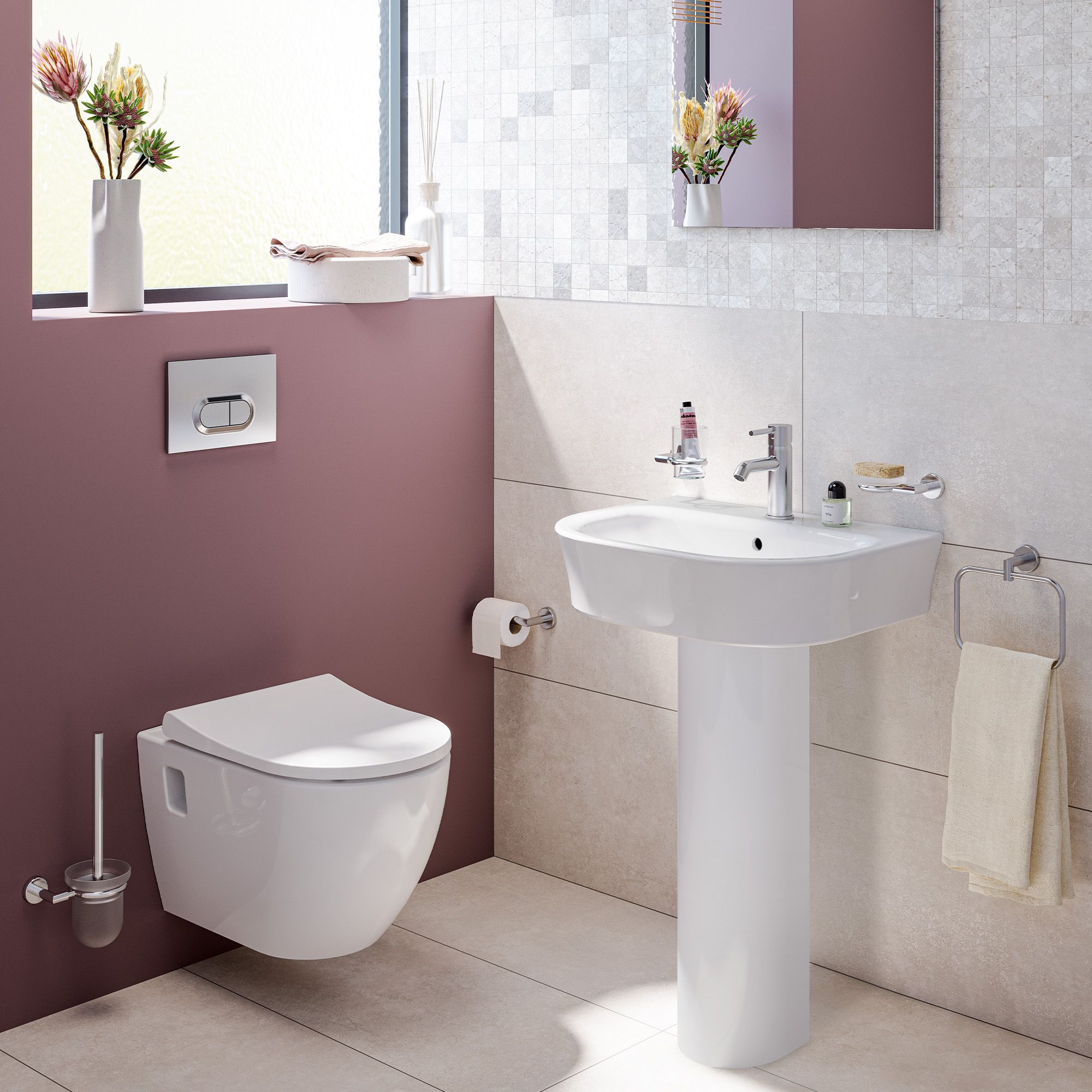VitrA Koa White Full pedestal Basin (W)55cm - 3