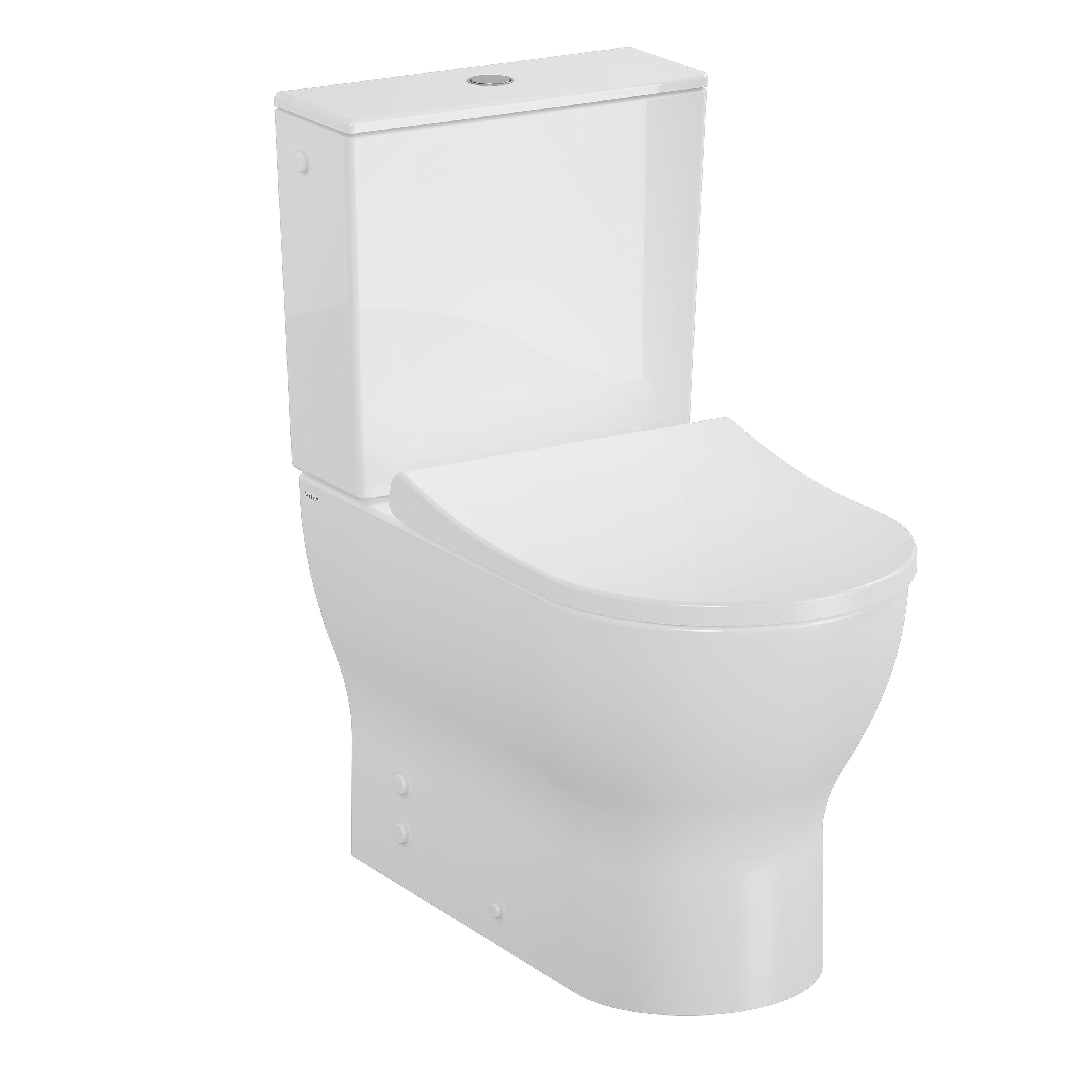 VitrA Koa White Rimless Slim Round Toilet set with Soft close seat & Exposed cistern