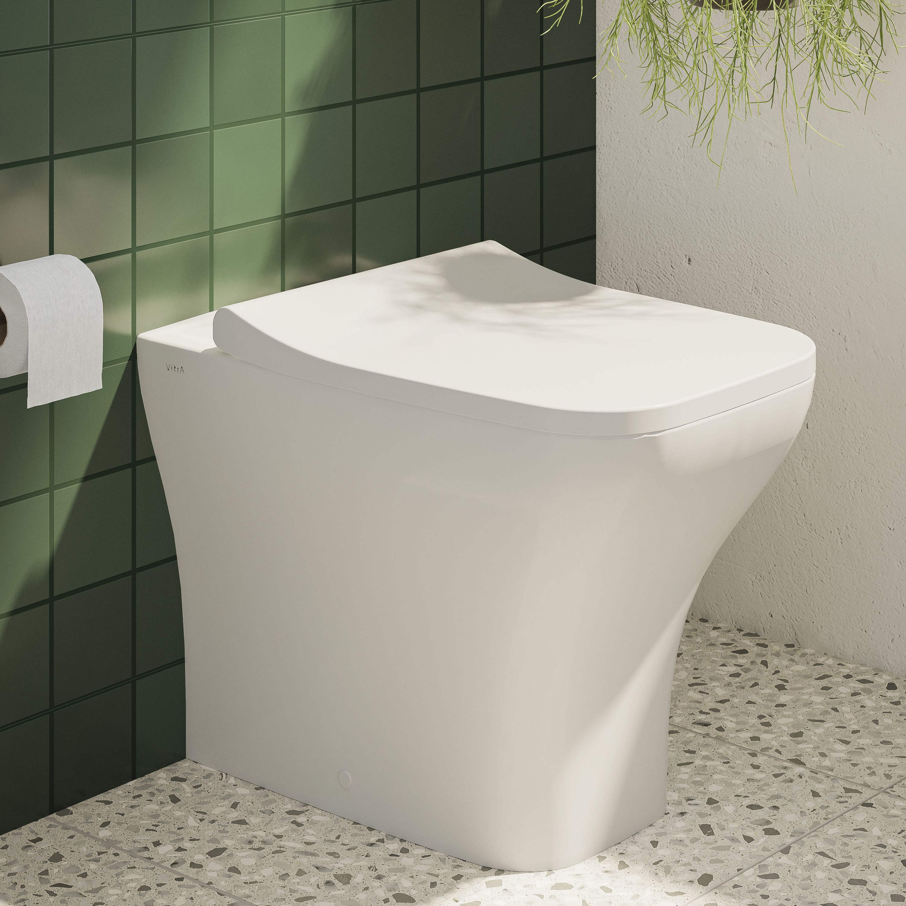 VitrA Koa White Rimless Slim Square Fully skirted Toilet set with Soft close seat & Embedded cistern