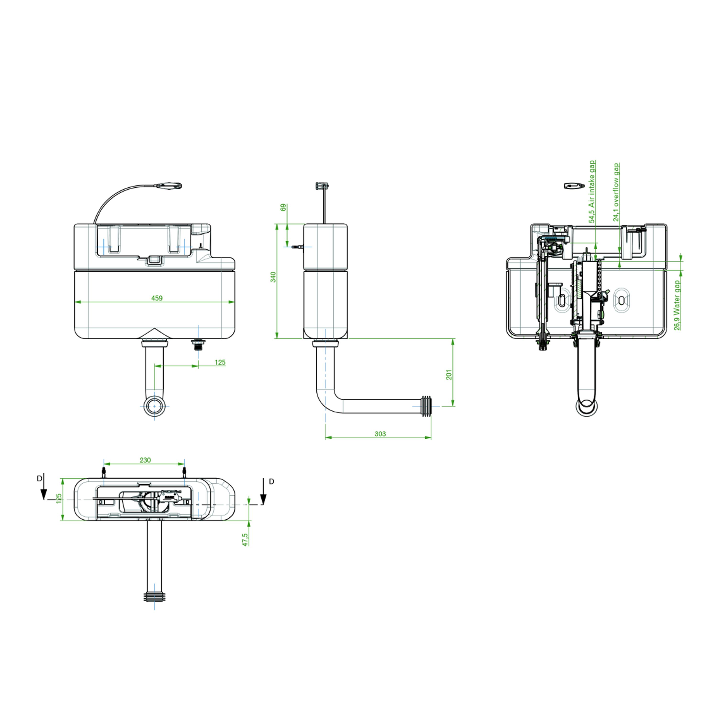VitrA Koa White Rimless Slim Square Fully skirted Toilet set with Soft close seat & Embedded cistern