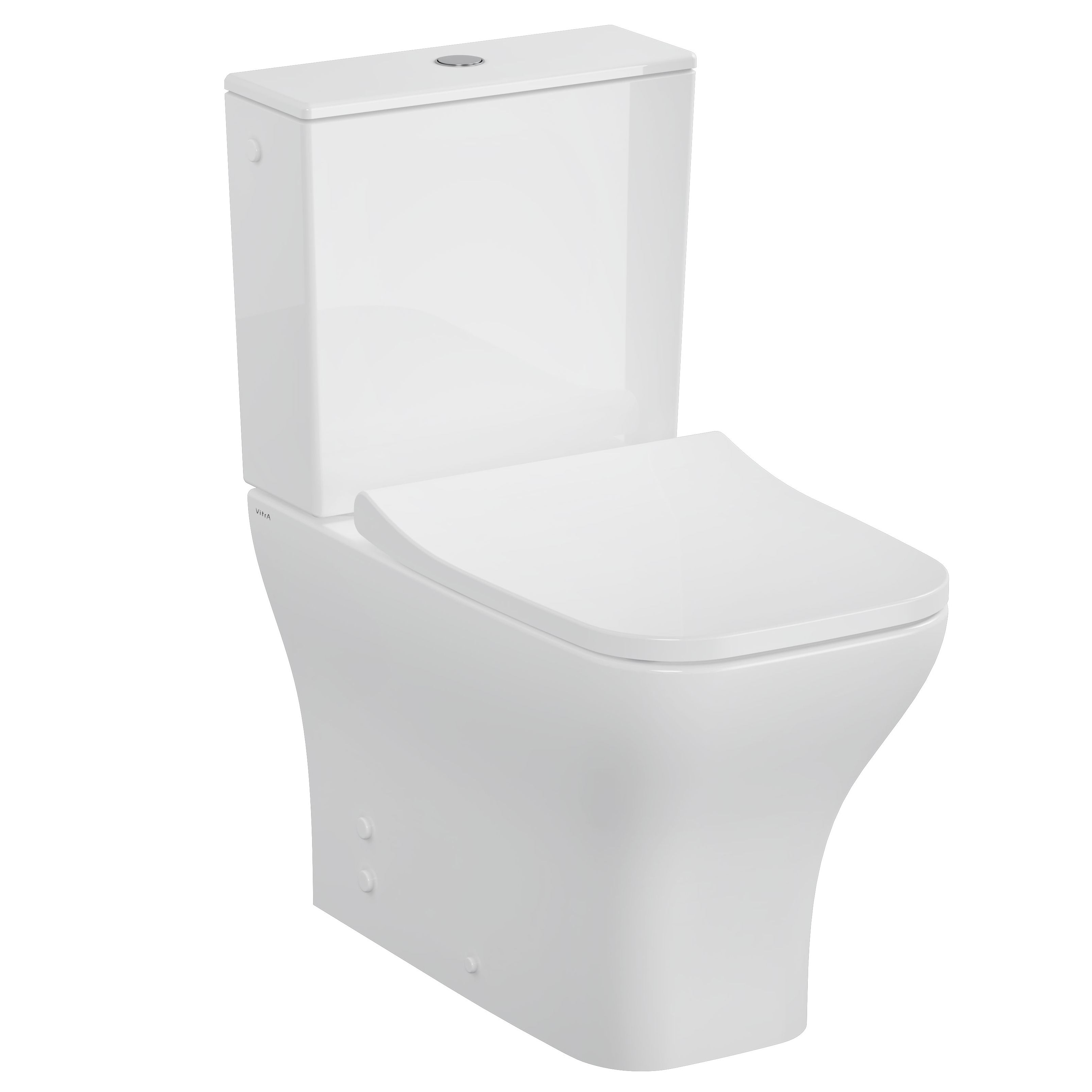 VitrA Koa White Rimless Slim Square Toilet set with Soft close seat & Exposed cistern