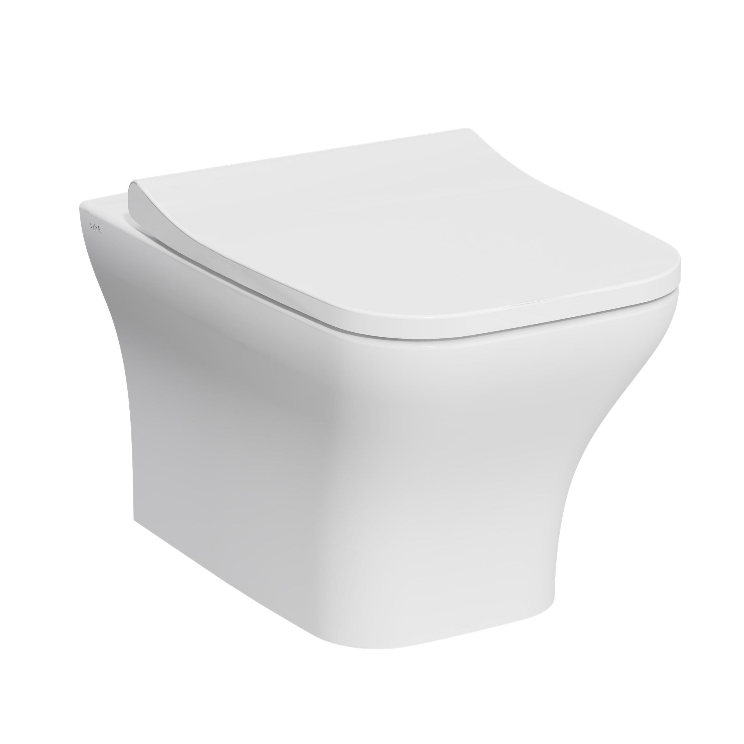 VitrA Koa White Rimless Slim Square Wall hung Toilet set with Soft close seat & Embedded cistern & frame