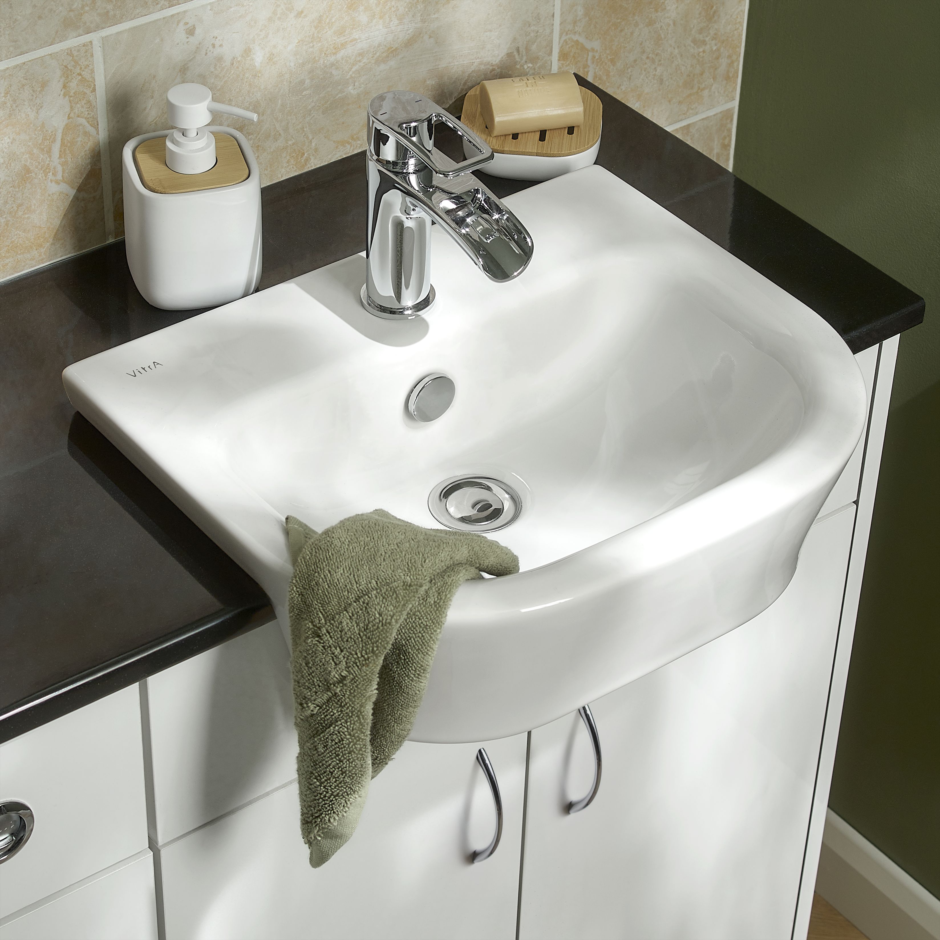 VitrA Koa White Semi-recessed Basin (W)45cm - 7