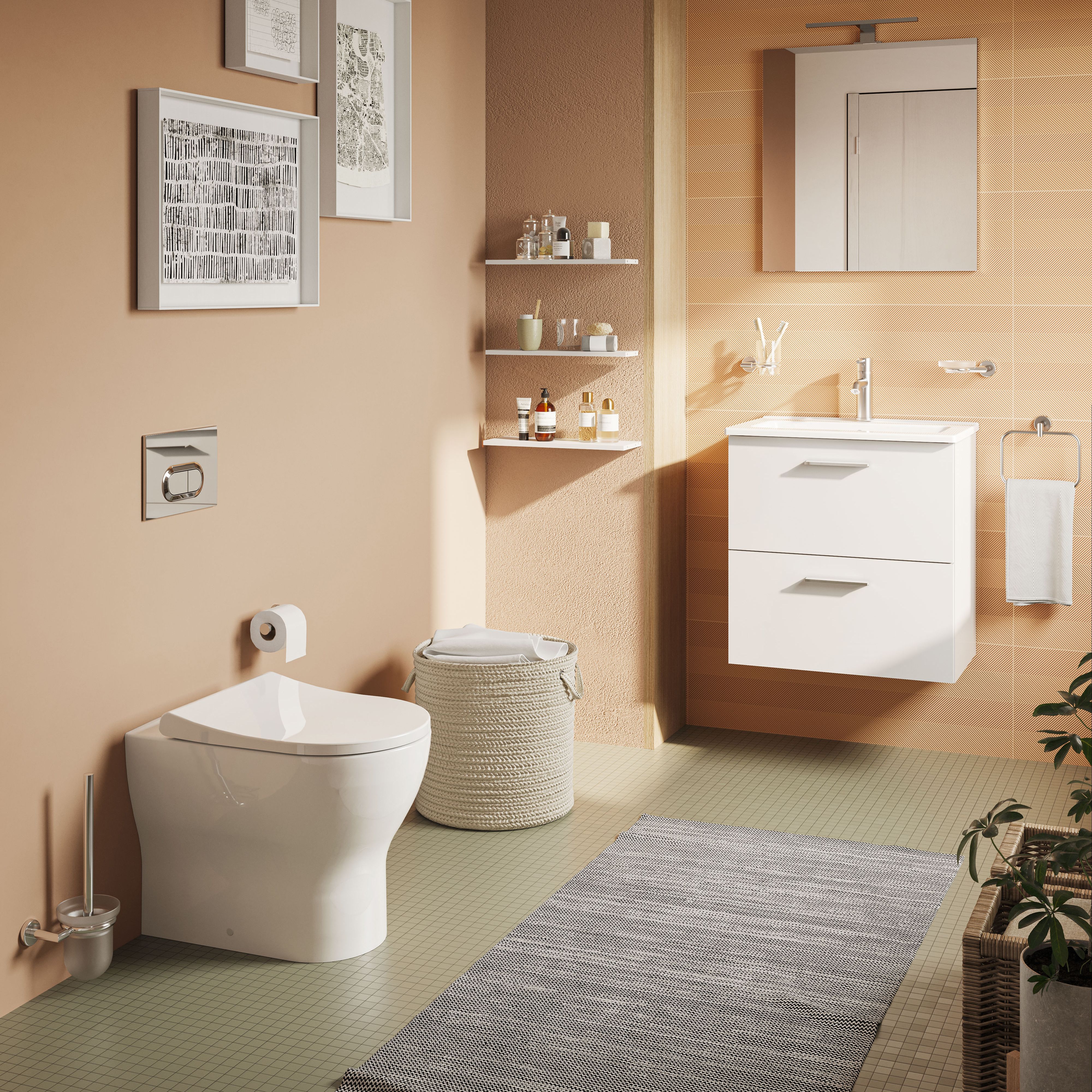 VitrA Koa White Slim Fully skirted Round Toilet set with Soft close seat - 4