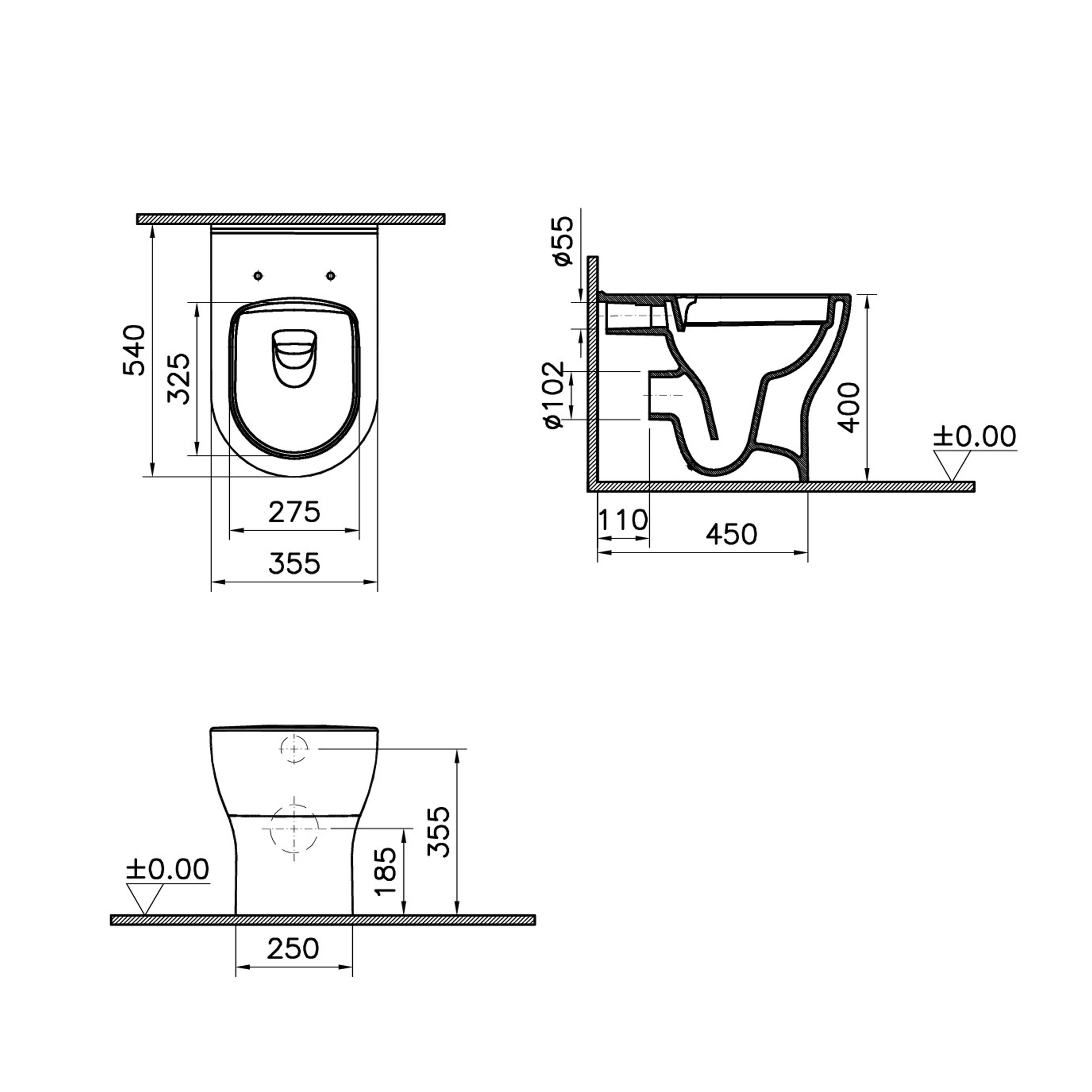 VitrA Koa White Slim Fully skirted Round Toilet set with Soft close seat - 8