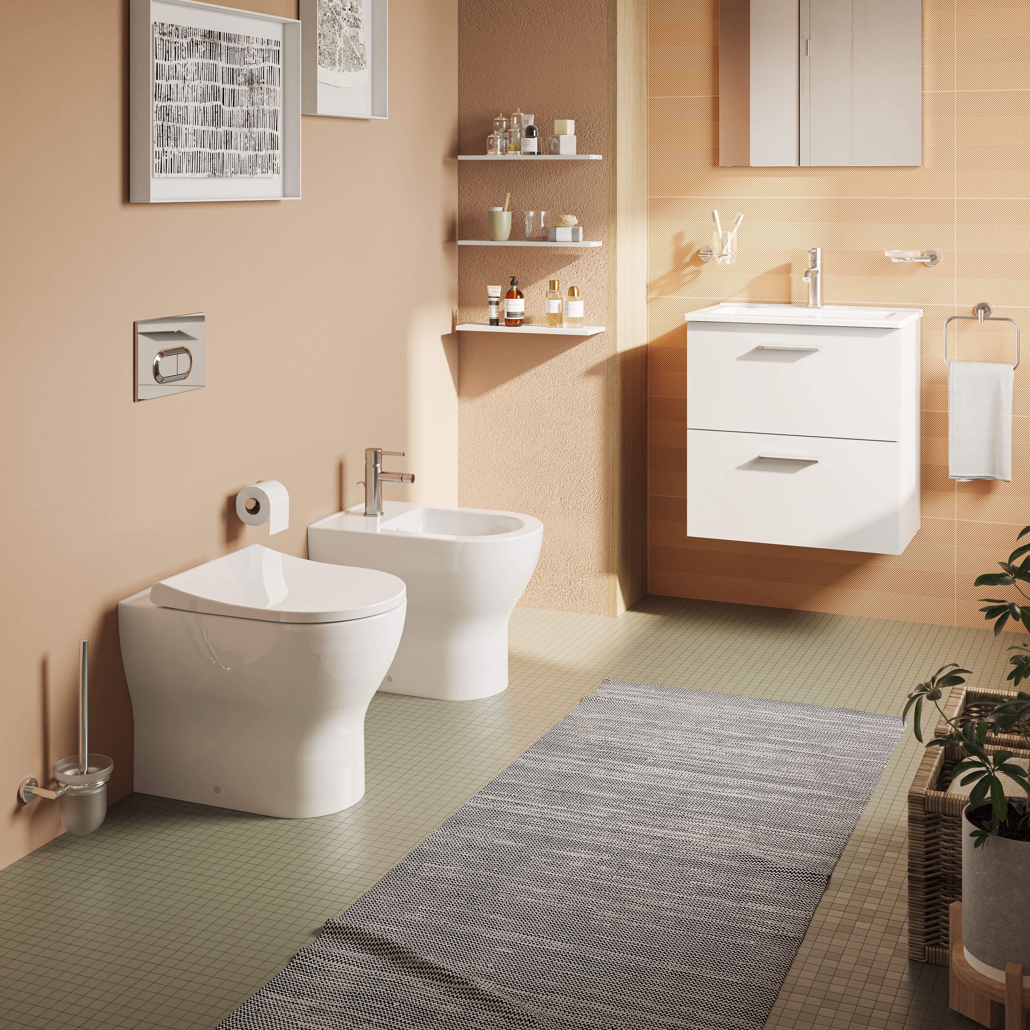 VitrA Koa White Slim Fully skirted Round Toilet set with Soft close seat - 5