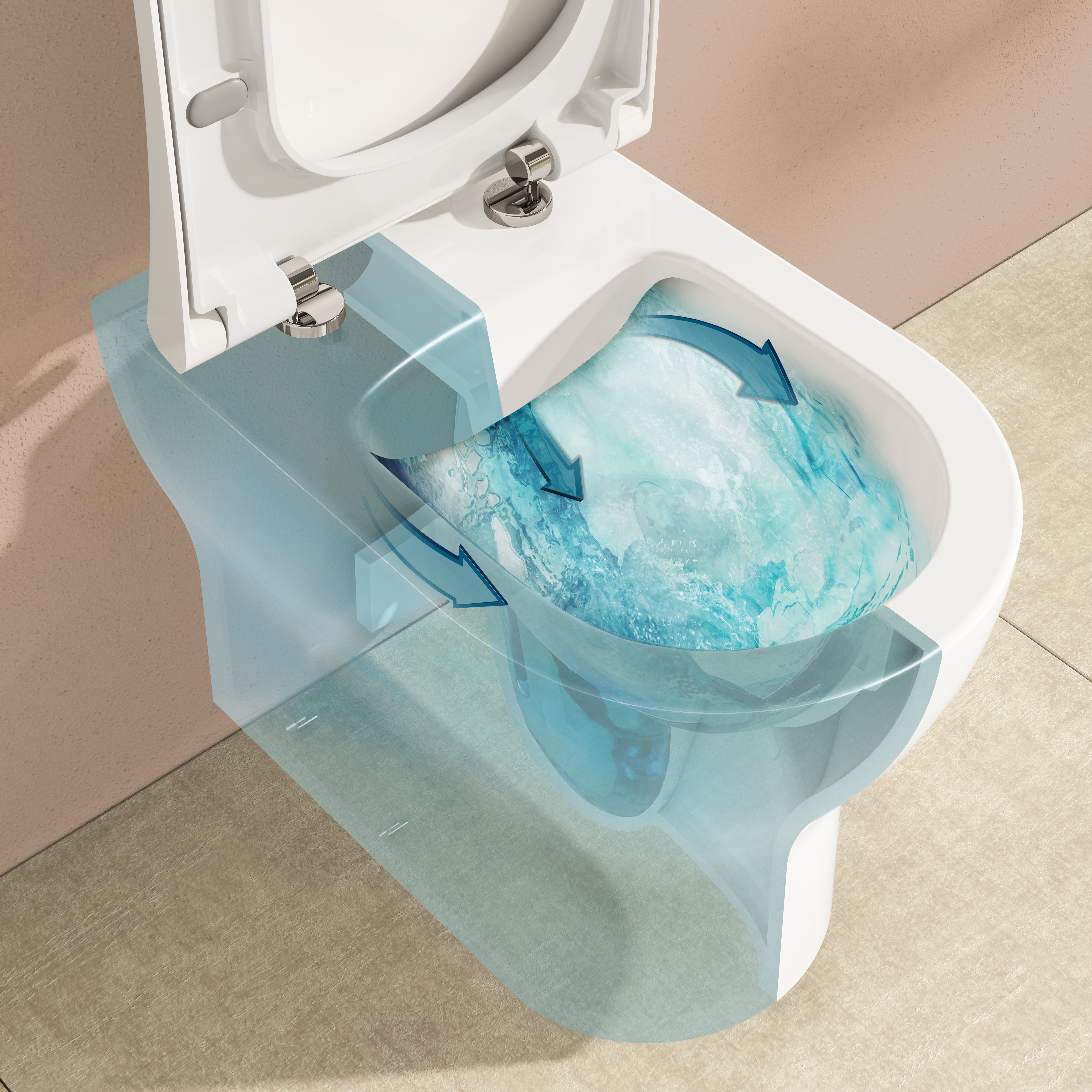 VitrA Koa White Slim Fully skirted Round Toilet set with Soft close seat - 3