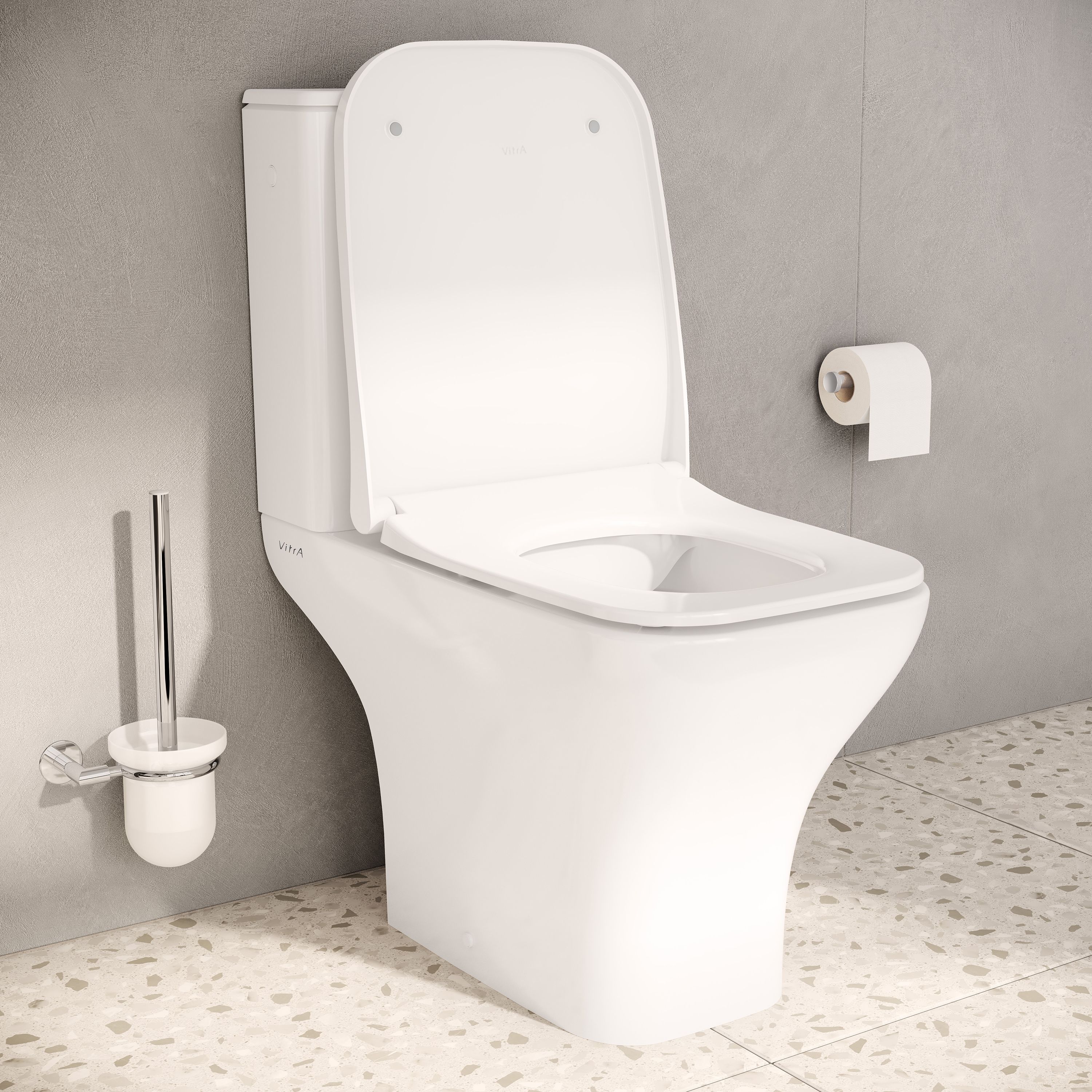 VitrA Koa White Slim Open back close-coupled Square Toilet set with Soft close seat - 4