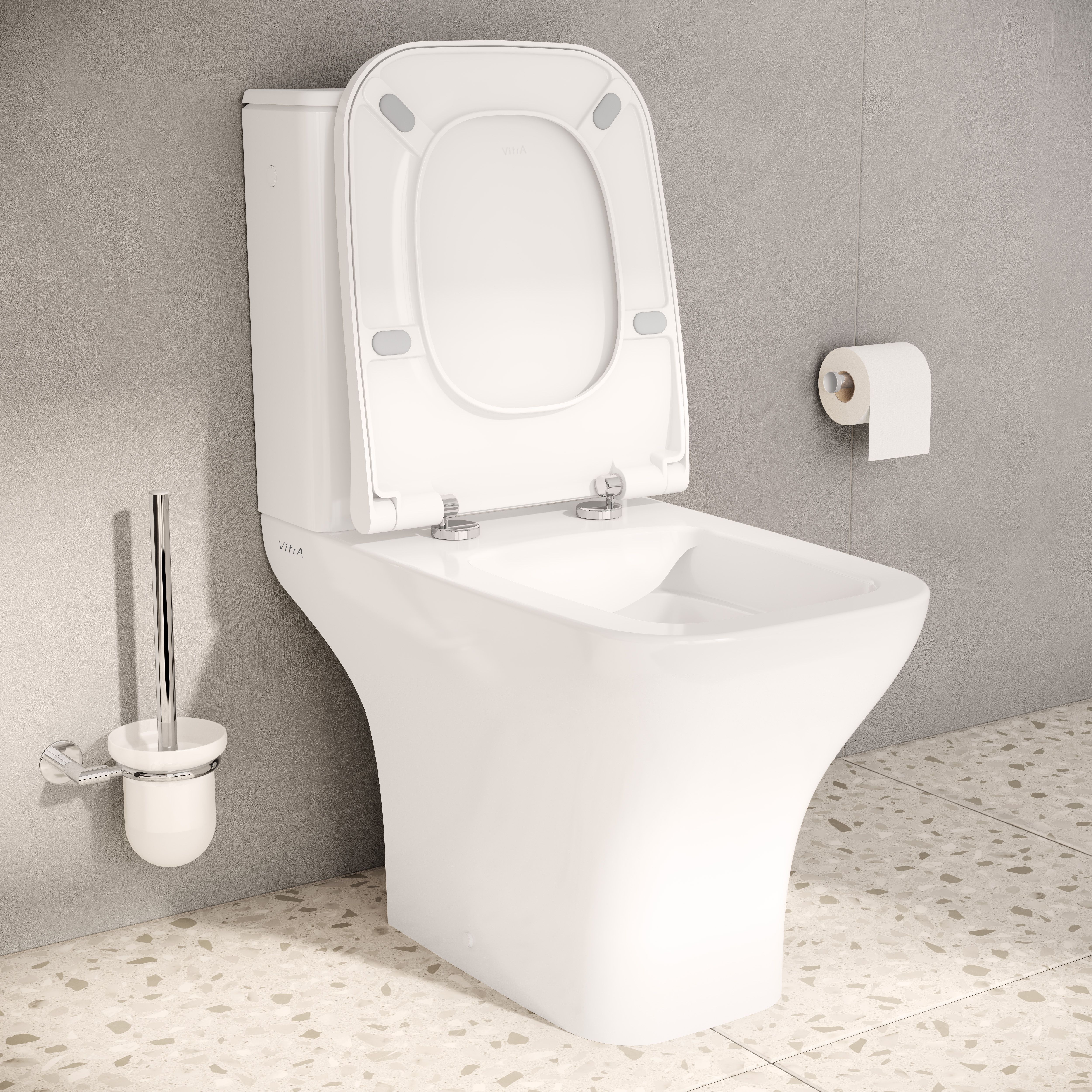 VitrA Koa White Slim Open back close-coupled Square Toilet set with Soft close seat - 5