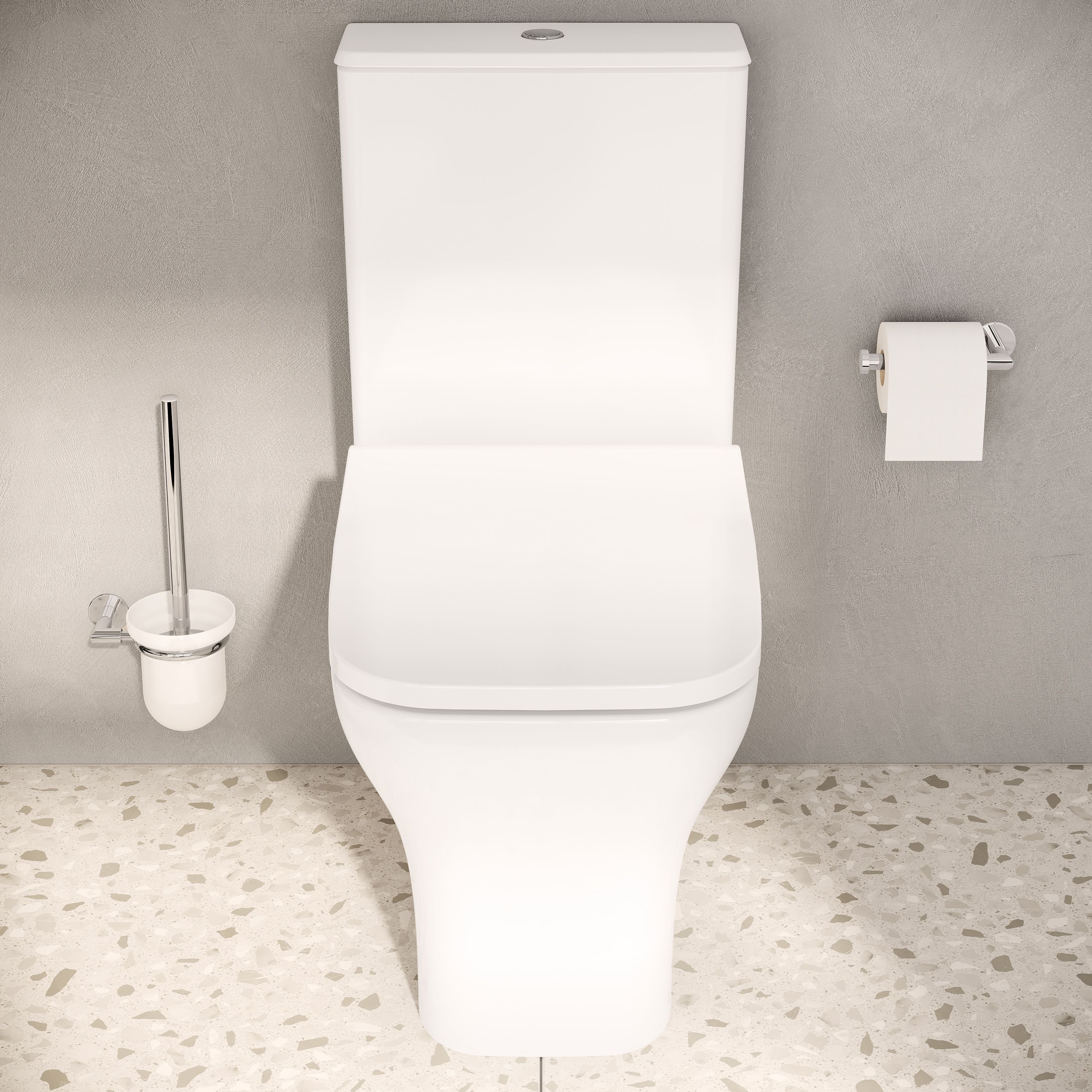 VitrA Koa White Slim Open back close-coupled Square Toilet set with Soft close seat - 6