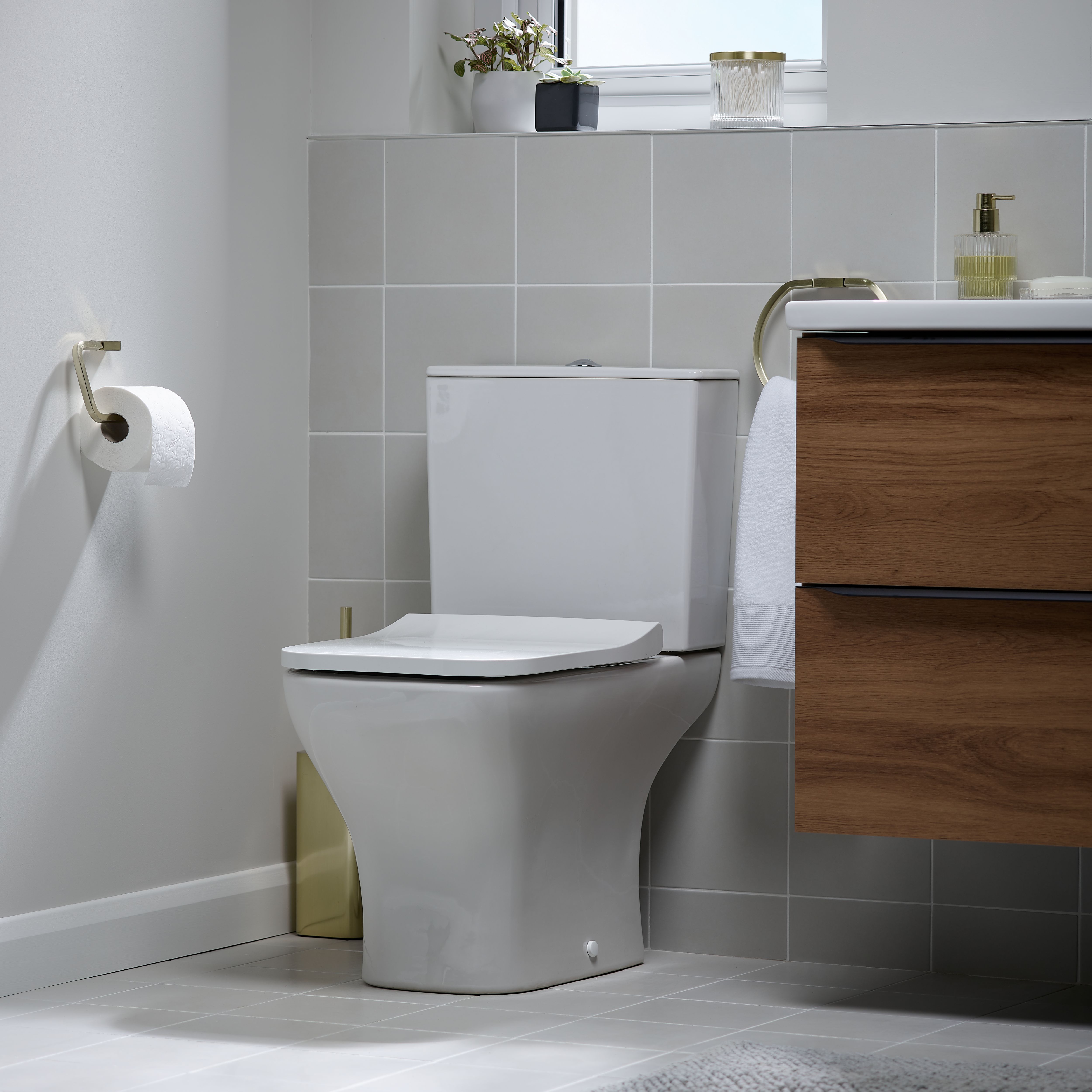VitrA Koa White Slim Open back close-coupled Square Toilet set with Soft close seat - 8