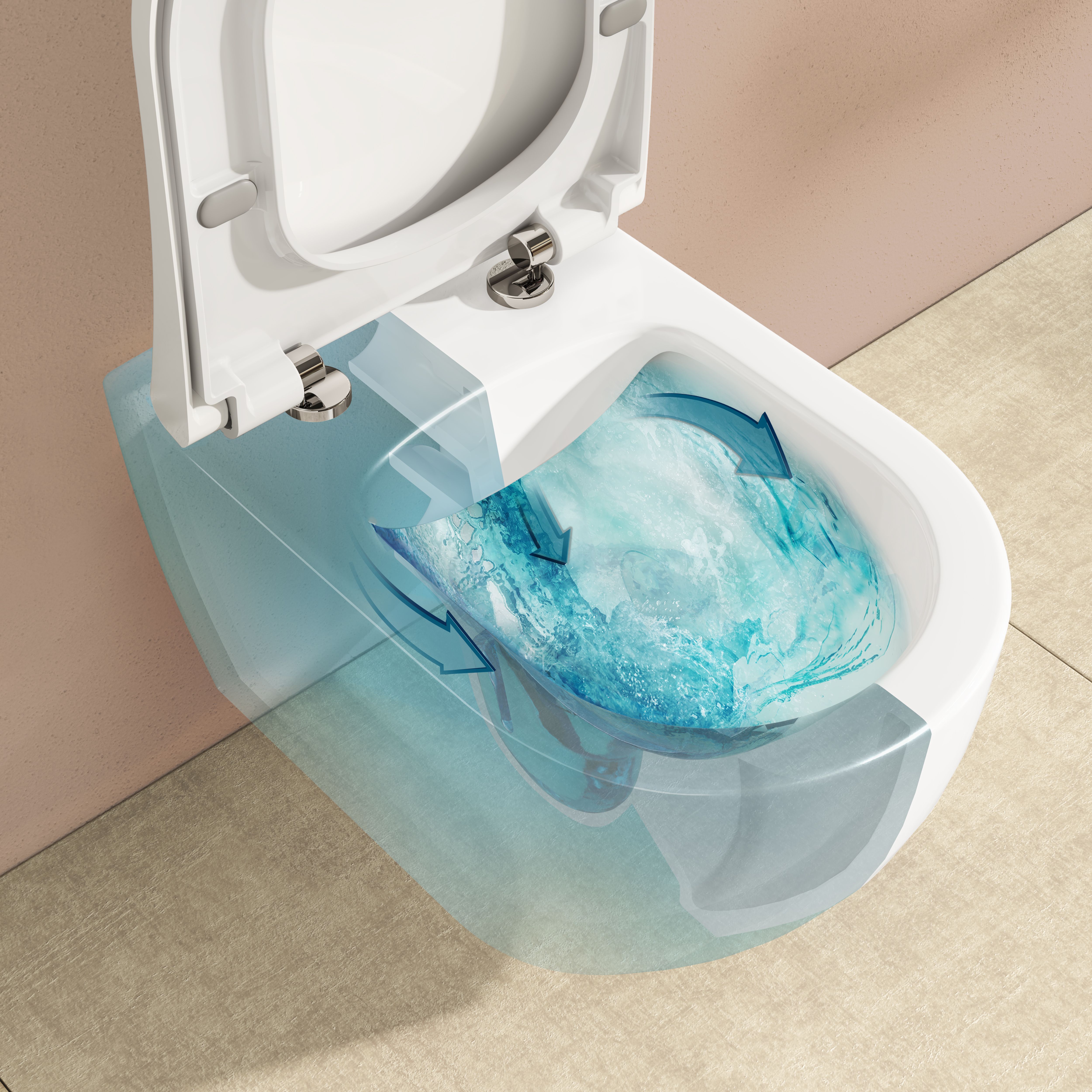 VitrA Koa White Slim Wall hung Round Toilet set with Soft close seat & frame - 4