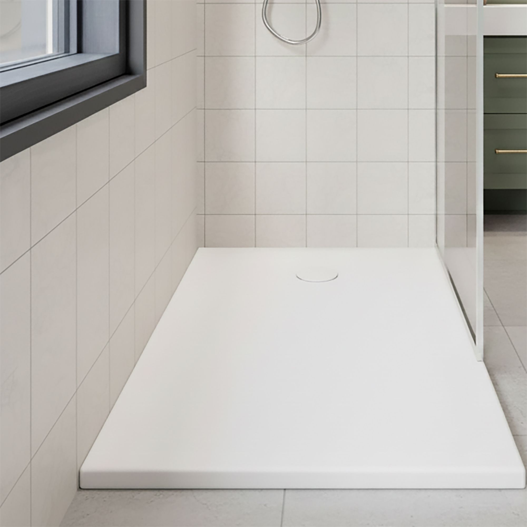 VitrA Leaf White Rectangular End drain Shower tray (L)1200mm (W)800mm (H) 40mm