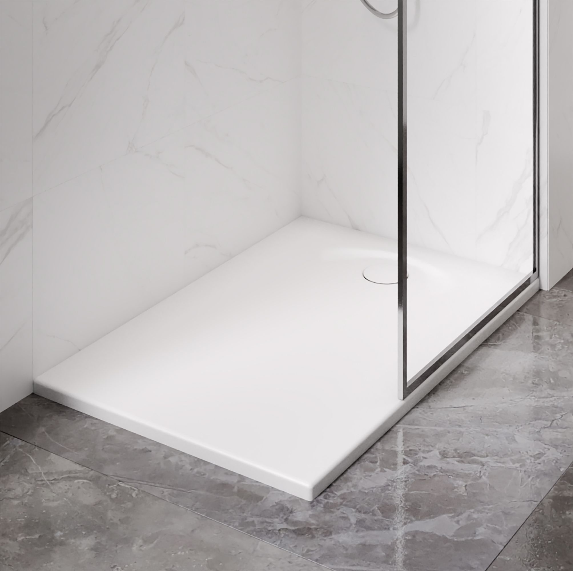 VitrA Leaf White Rectangular End drain Shower tray (L)1200mm (W)800mm (H) 40mm