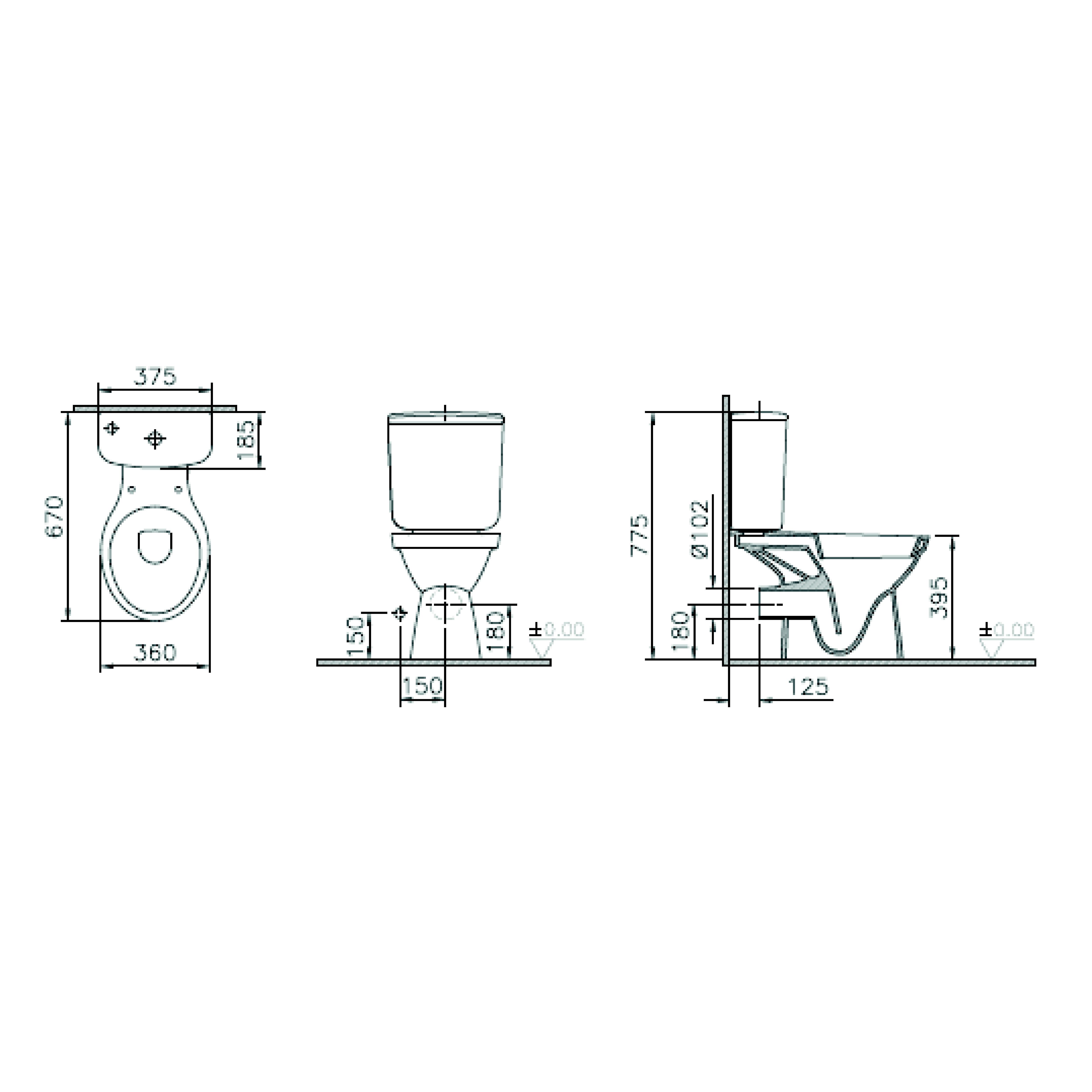 VitrA Milton Open rim Toilet set with Soft close seat