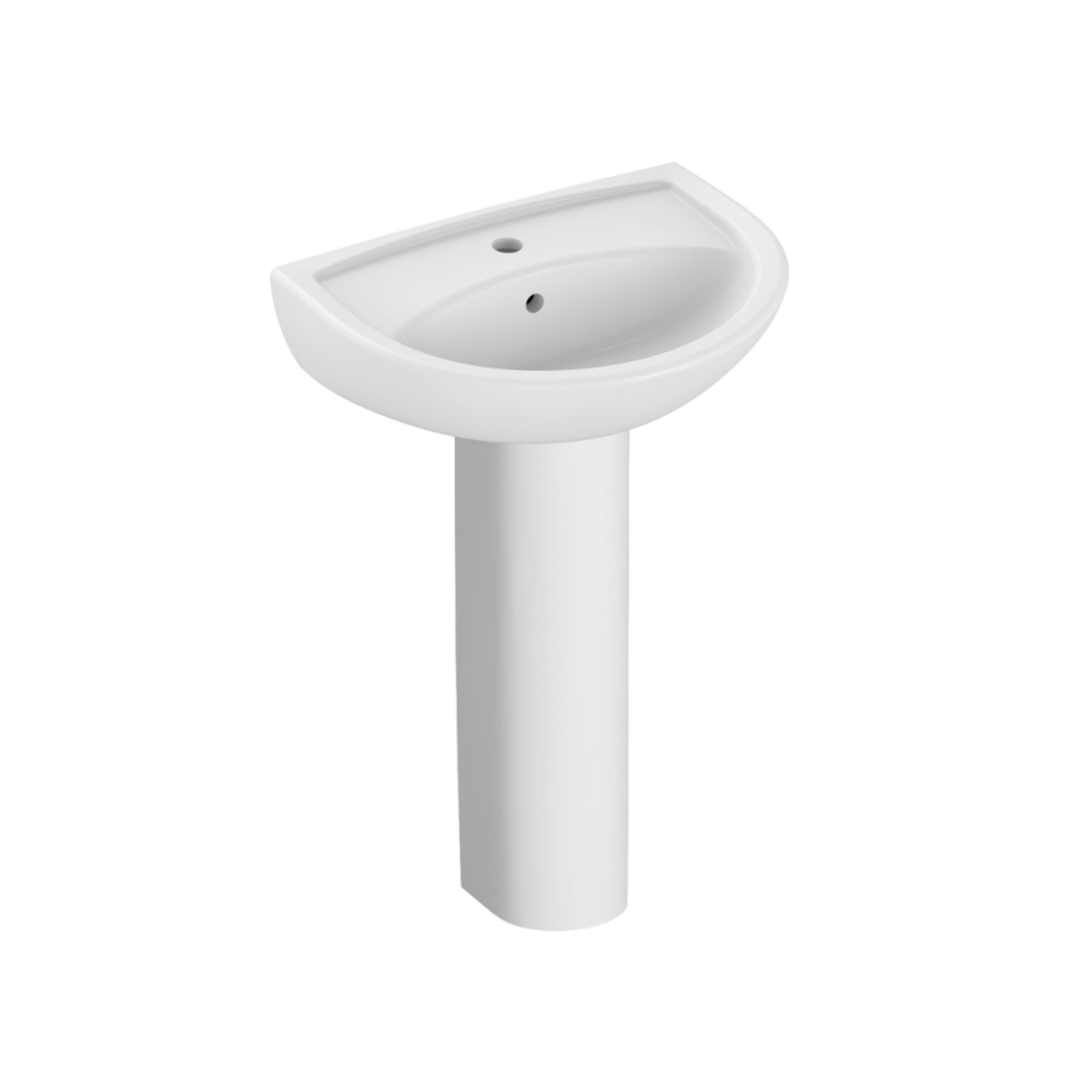 VitrA Milton Round Full pedestal 1 tap hole Basin (H)82cm (W)55.5cm