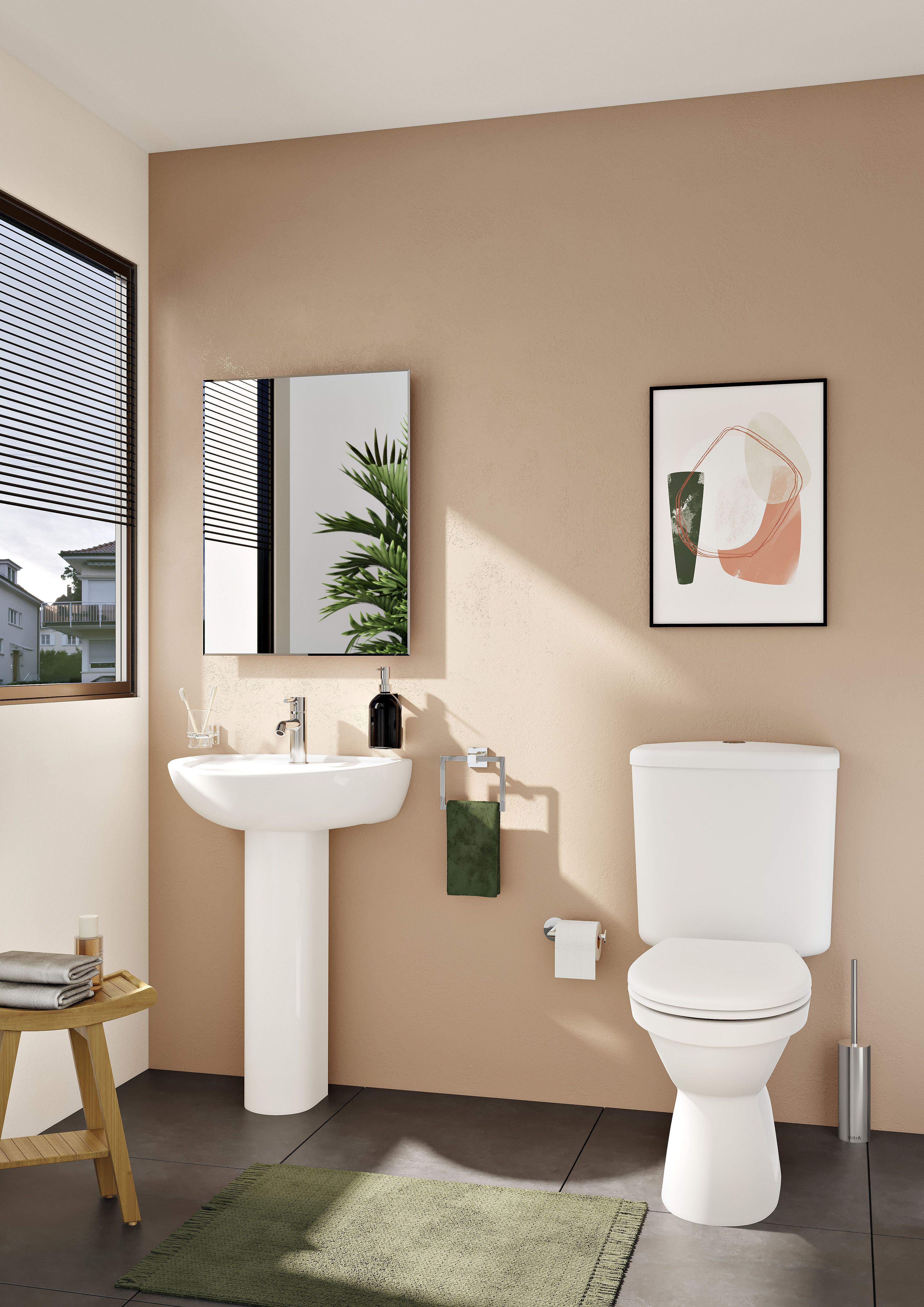 VitrA Milton Round Full pedestal 1 tap hole Basin (H)82cm (W)55.5cm
