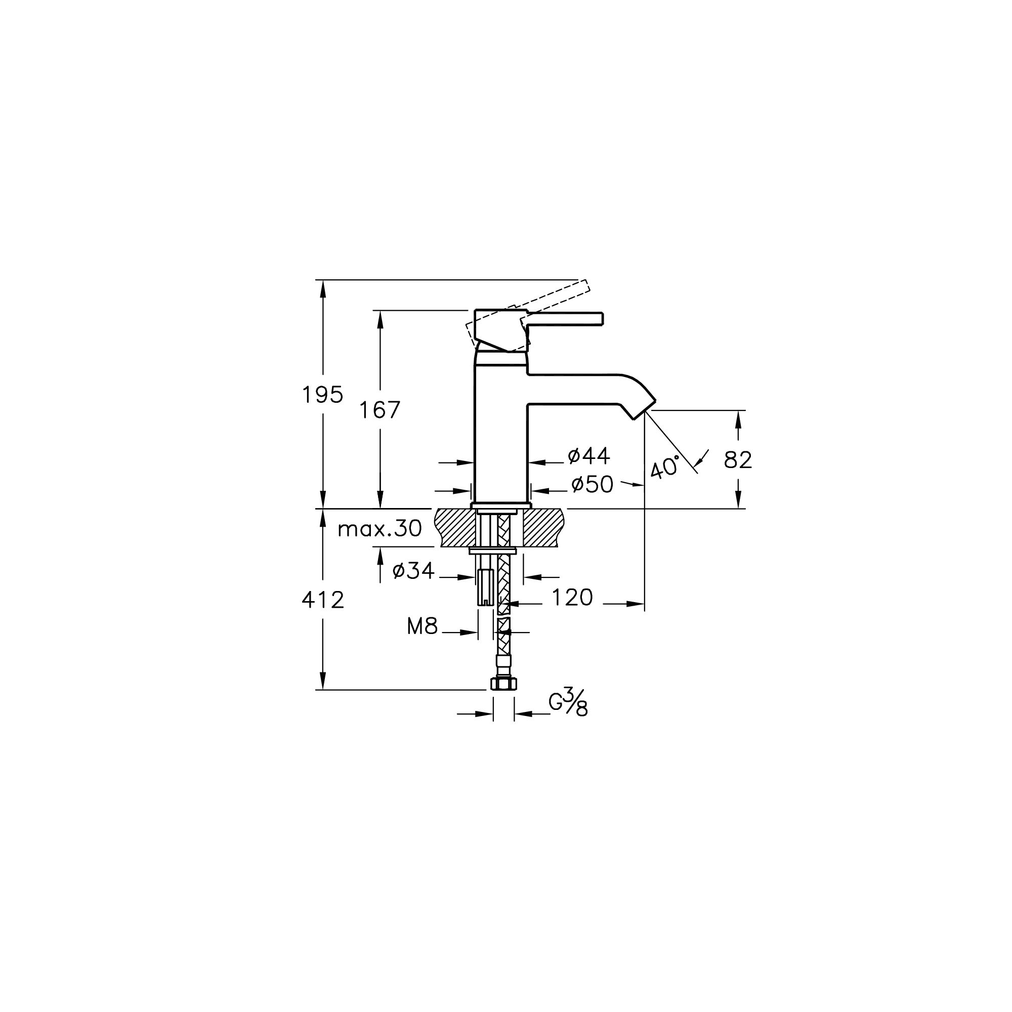 VitrA Minimax S Gloss Chrome effect Manual Basin Mixer Tap