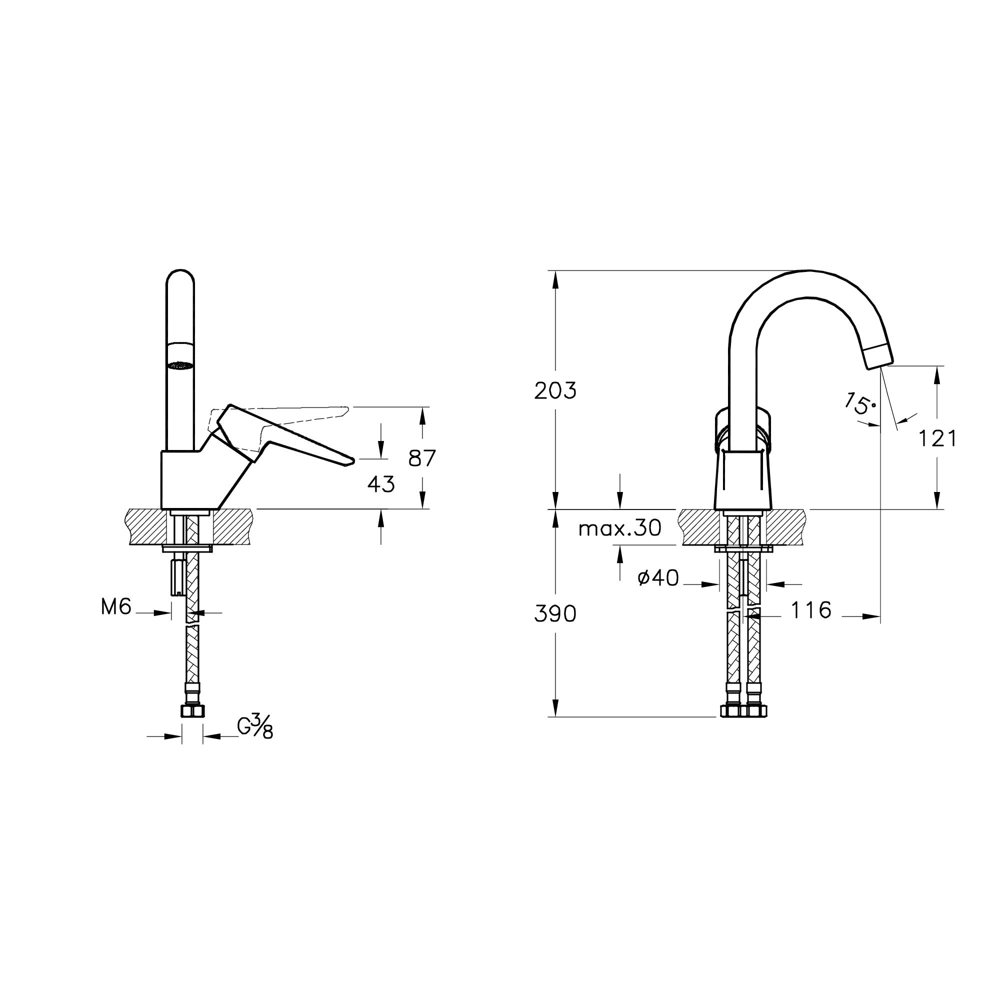 VitrA Solid S Gloss Chrome effect Manual Basin Mixer Tap with Swivel spout