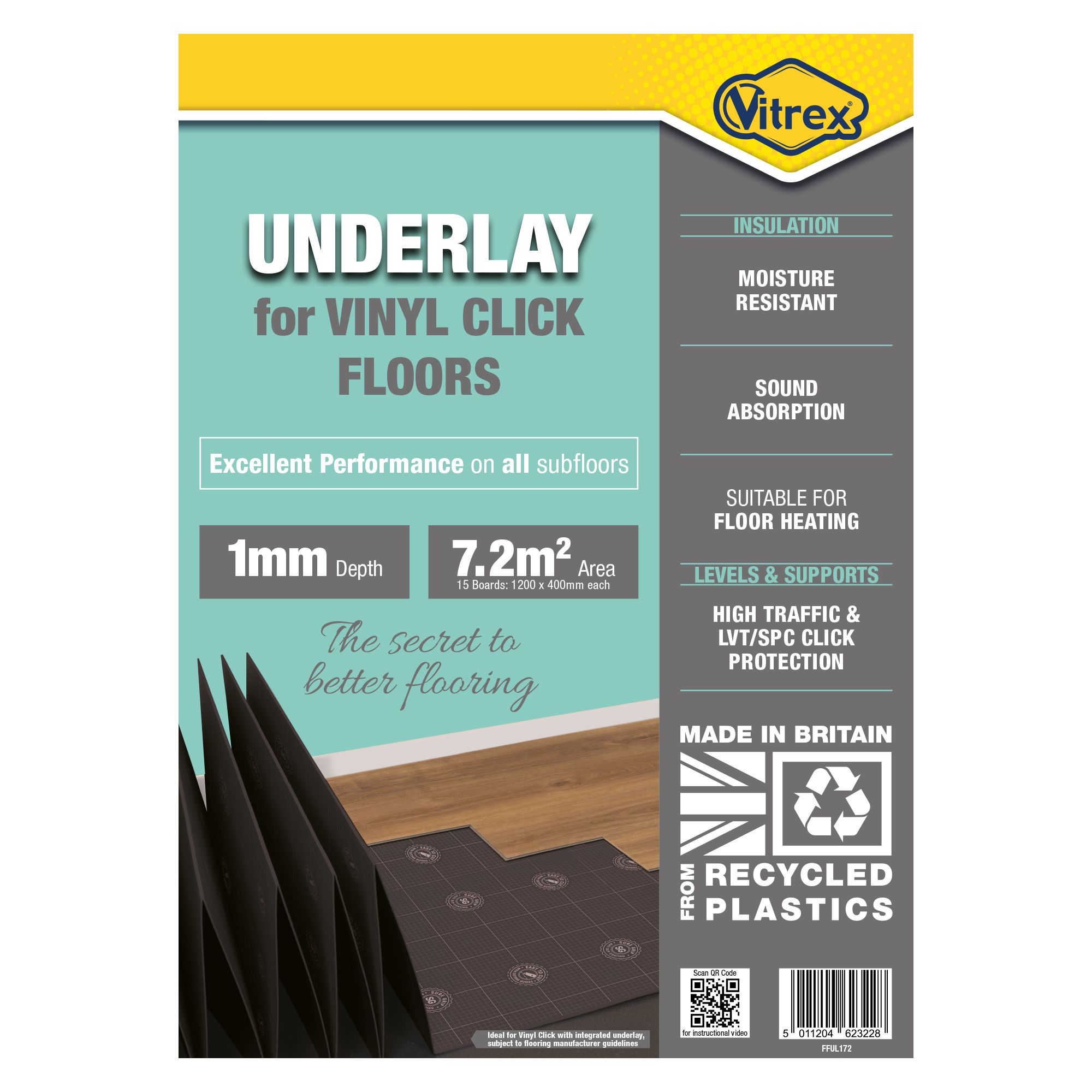 Vitrex 1mm XPS foam Vinyl click Underlay panel - 6