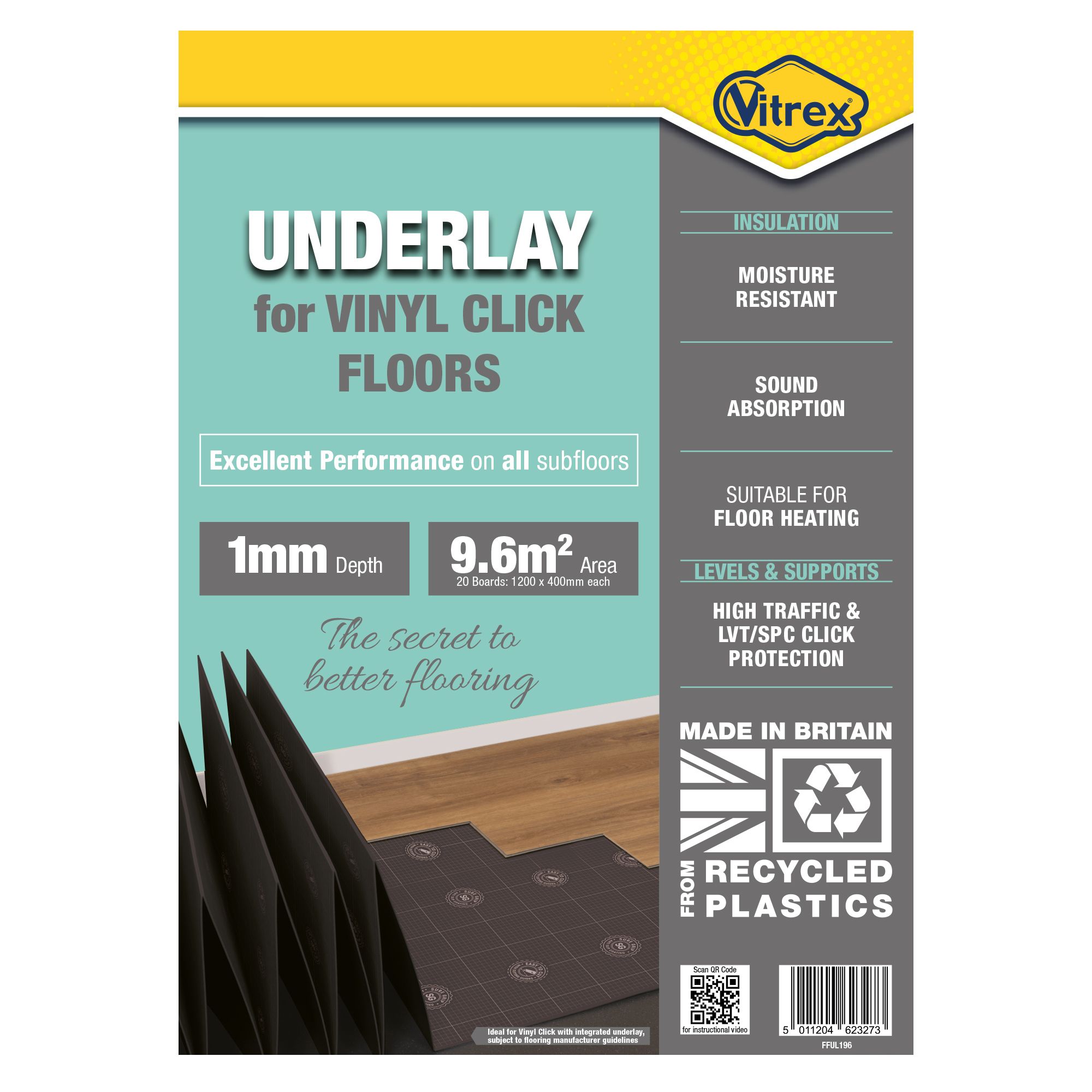 Vitrex 1mm XPS foam Vinyl click Underlay panel - 6
