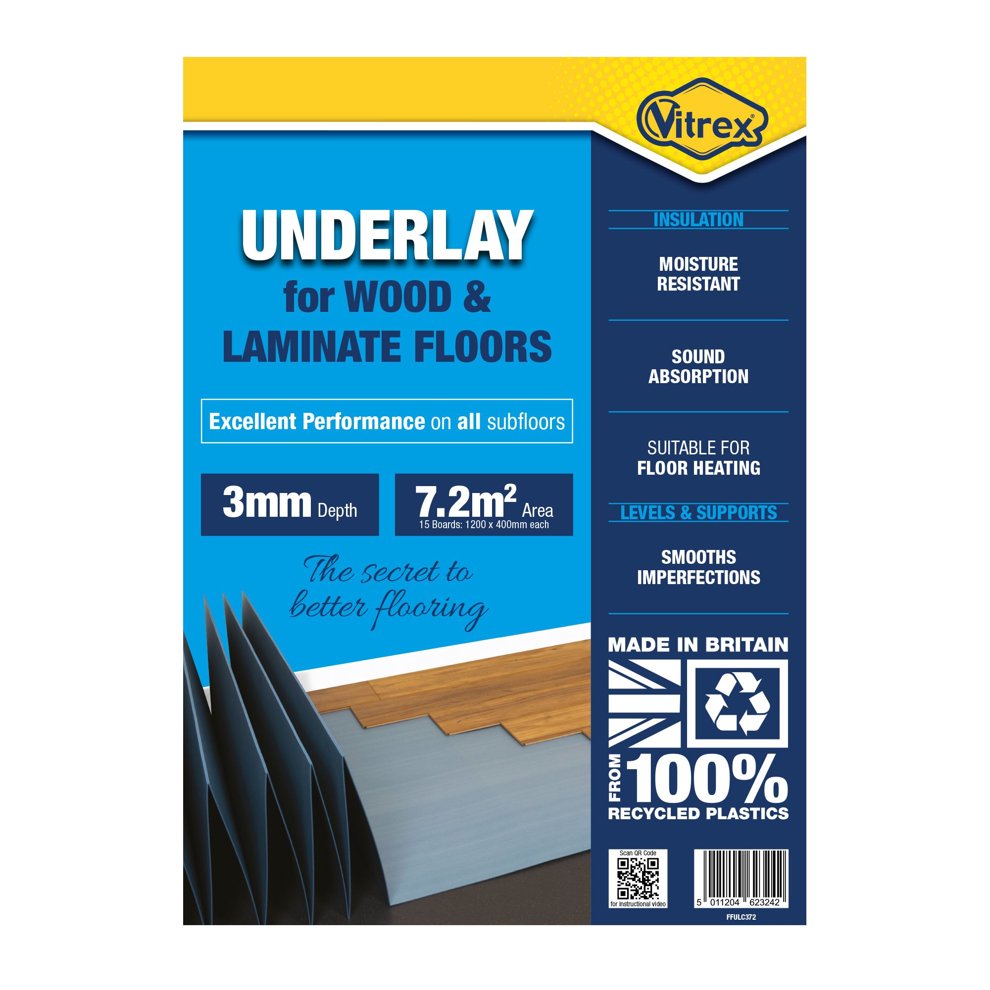 Vitrex Classic 3mm XPS foam Laminate & real wood top layer flooring Underlay panel - 6