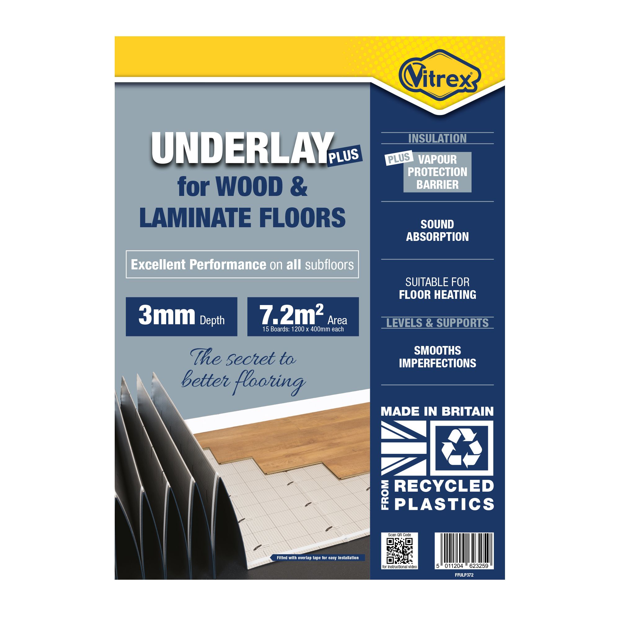 Vitrex Plus 3mm XPS foam Laminate & real wood top layer flooring Underlay panel - 6
