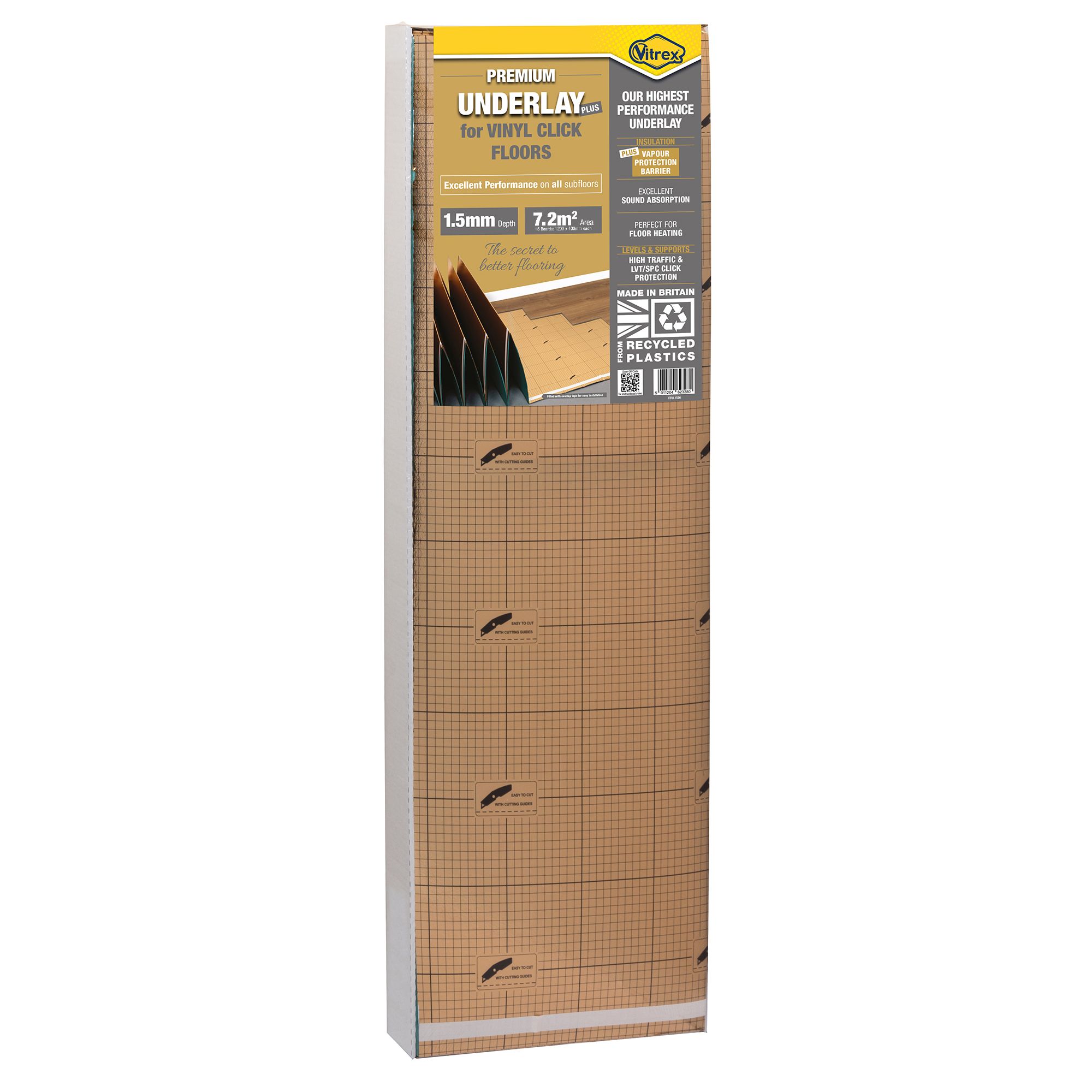 Vitrex Premium Plus 1.5mm XPS foam Vinyl click Underlay panel