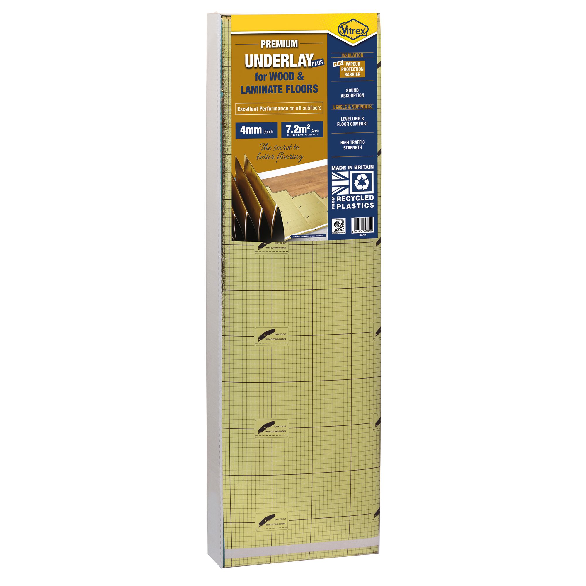 Vitrex Premium Plus 4mm XPS foam Laminate & real wood top layer flooring Underlay panel