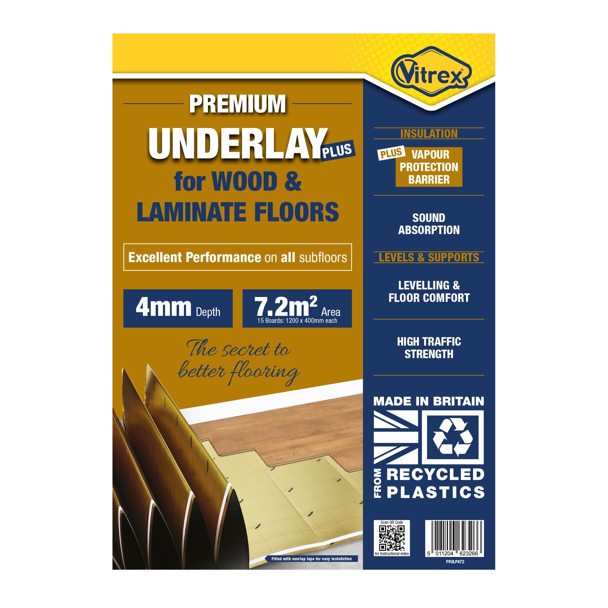 Vitrex Premium Plus 4mm XPS foam Laminate & real wood top layer flooring Underlay panel - 6