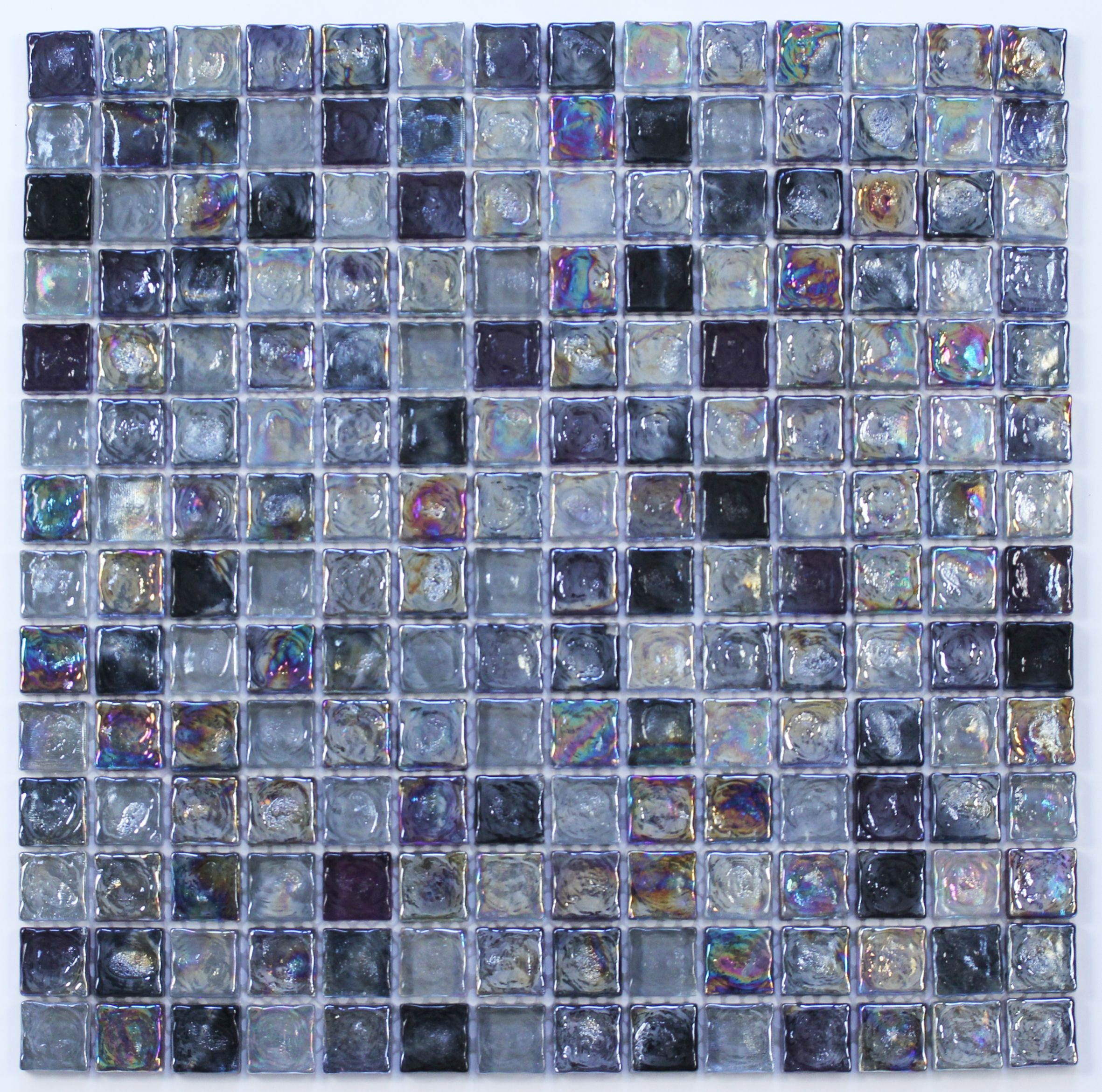 Vodka Purple Gloss Glass & marble Mosaic tile, (L)300mm (W)300mm