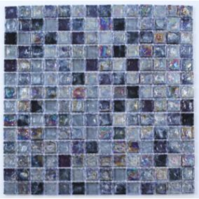 Vodka Purple Gloss Glass & marble Mosaic tile, (L)300mm (W)300mm