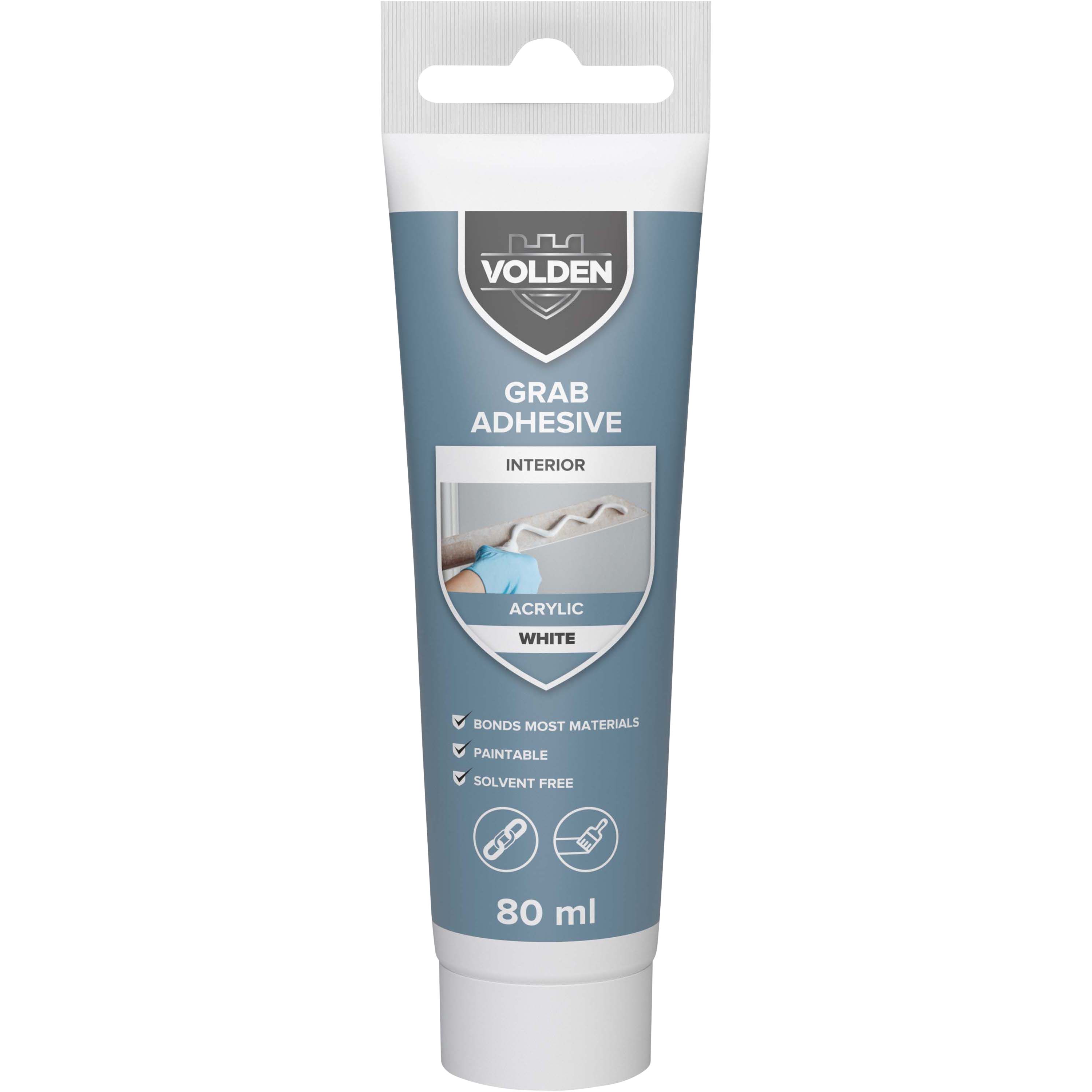 Volden Acrylic Not water resistant Solvent-free White Grab adhesive 80ml 0.12kg