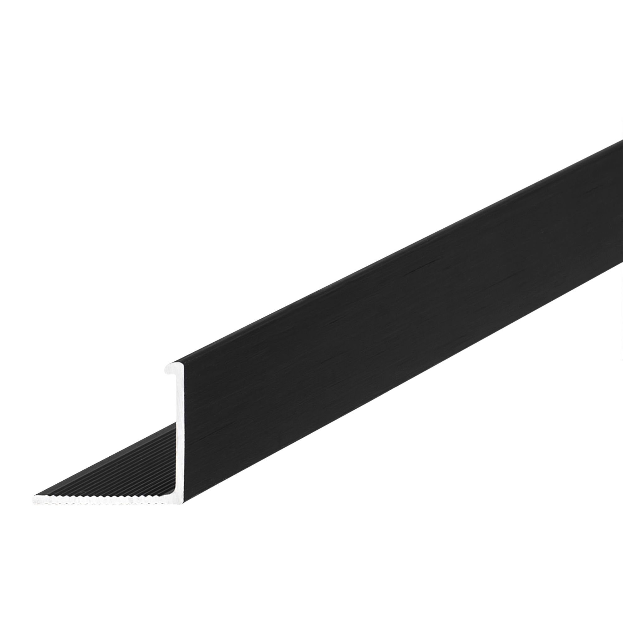 Volden Brushed Black 12.5mm Straight Aluminium External edge tile trim ...
