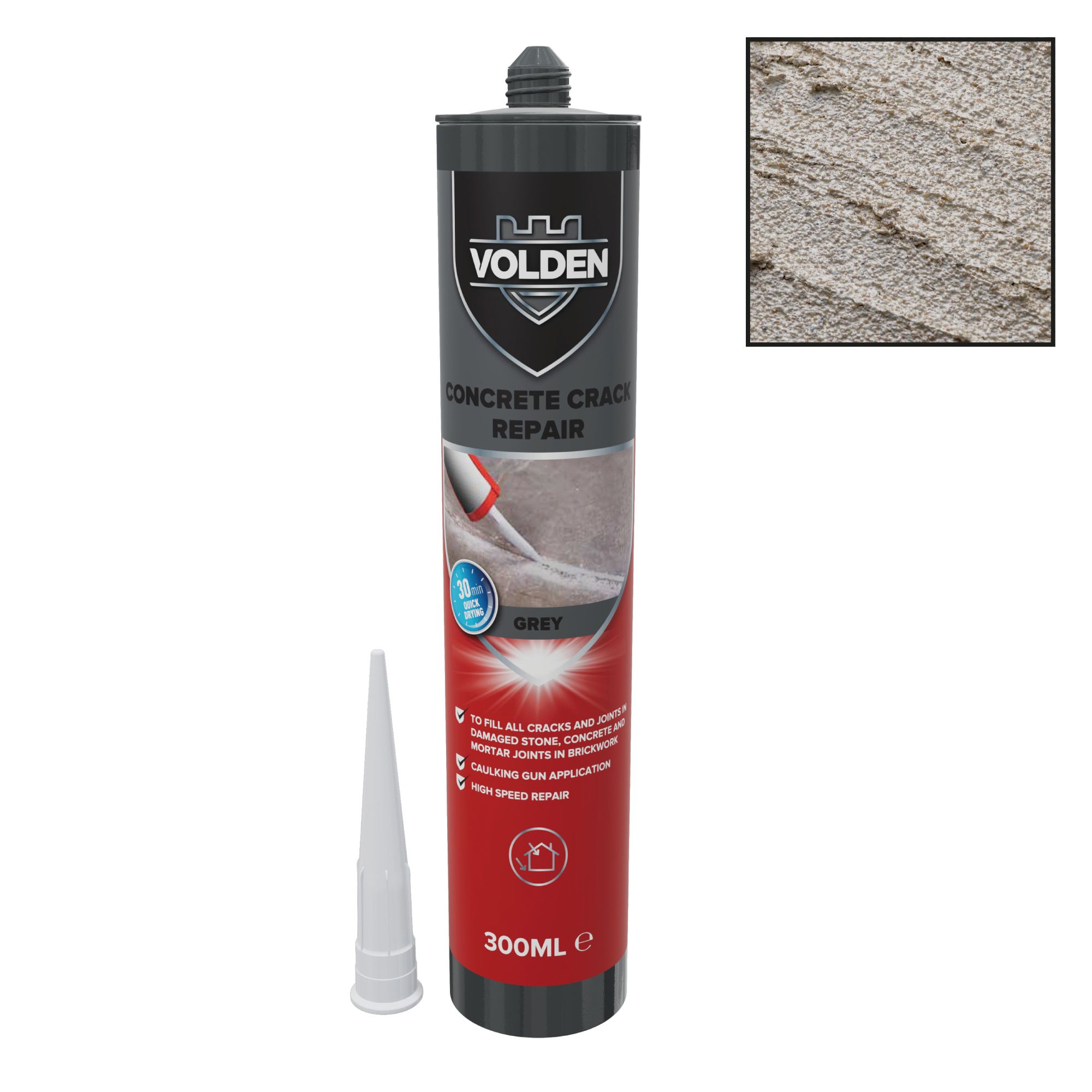 Volden Grey Concrete crack repair, 0.5kg Cartridge - Ready for use