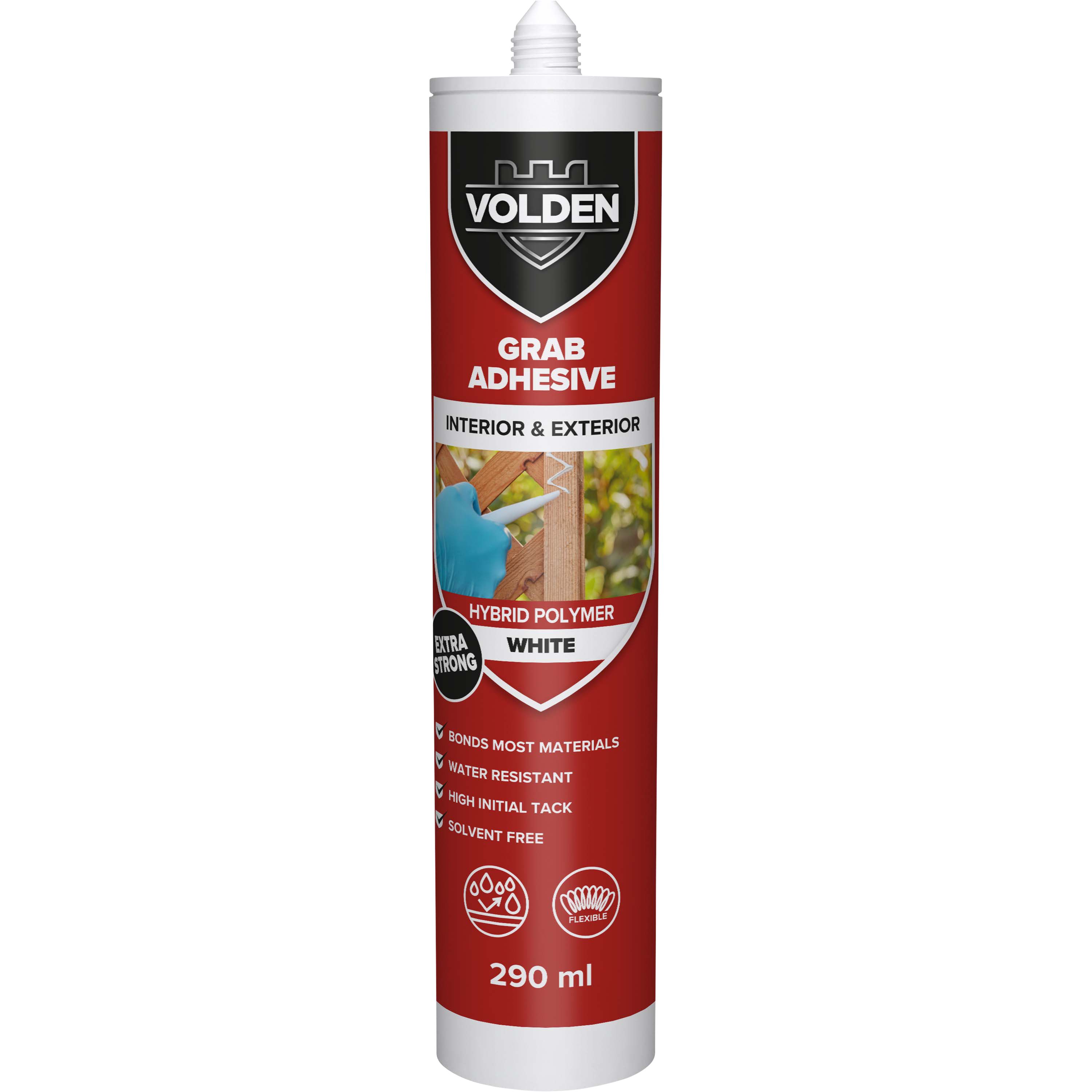 Volden Hybrid White Water resistant Grab adhesive 490g, Volume 290ml