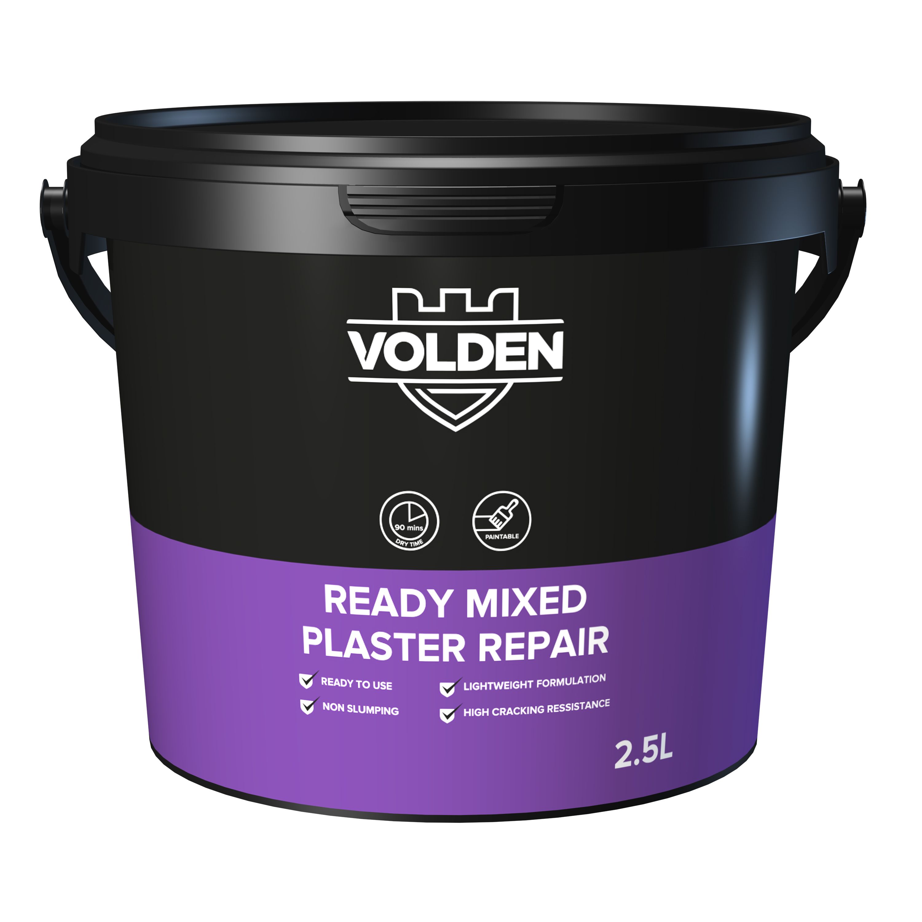 Volden Not Quick Dry Ready Mixed Plaster Repair, 2.1kg, 2.5L Tub | DIY ...