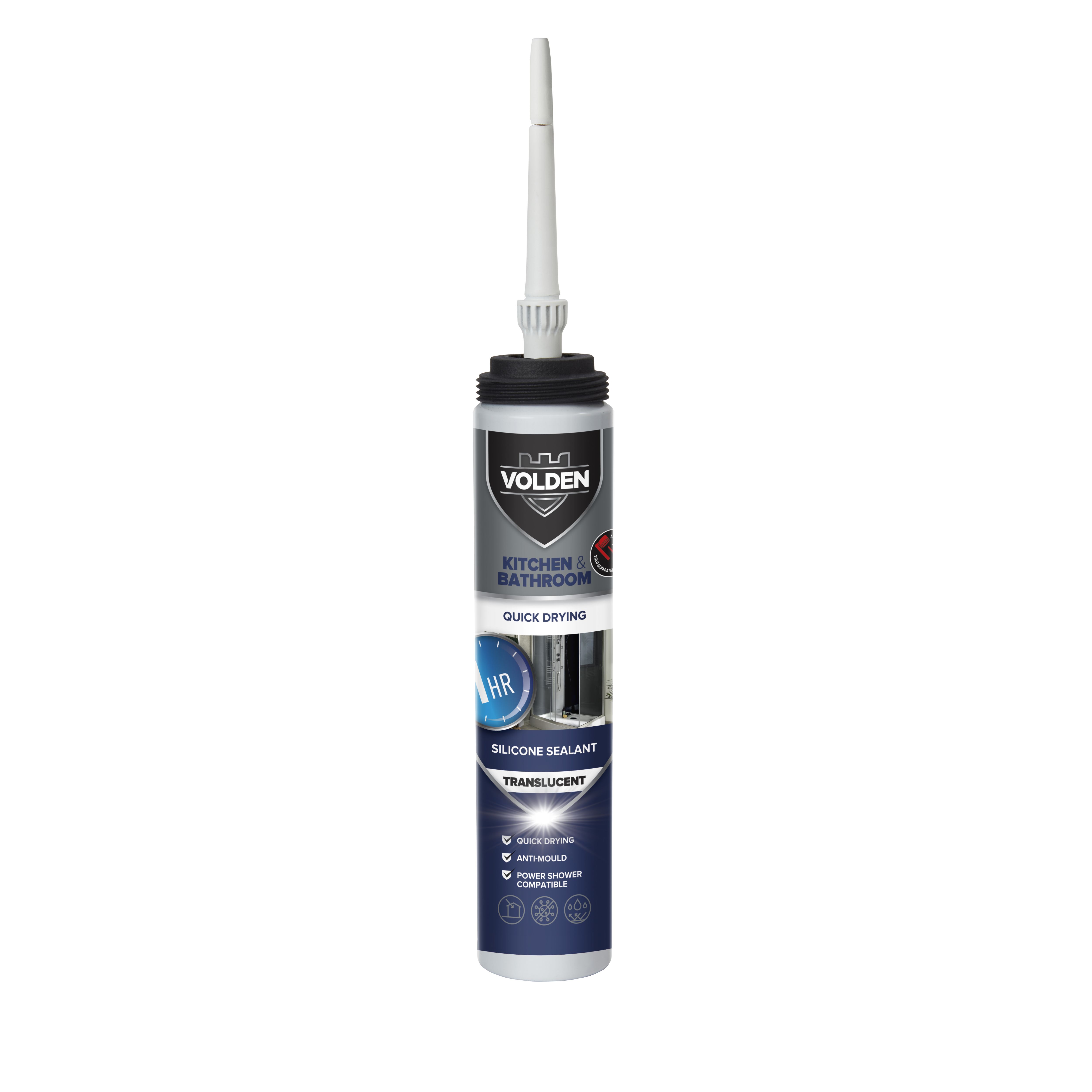 Volden Quick dry Translucent Silicone-based Bathroom & kitchen Pressurised cartridge Sanitary sealant, 200ml